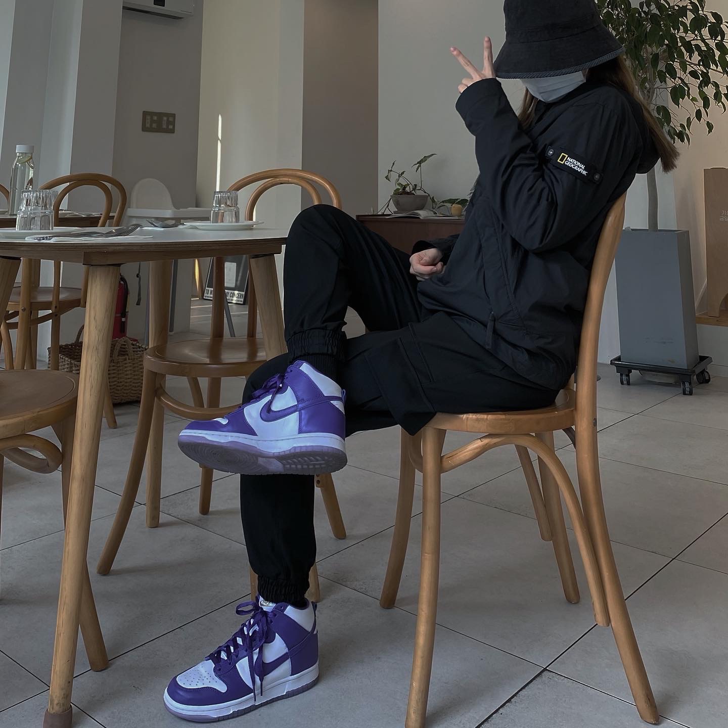 (W) Nike Dunk High SP Varsity Purple 착용 스타일