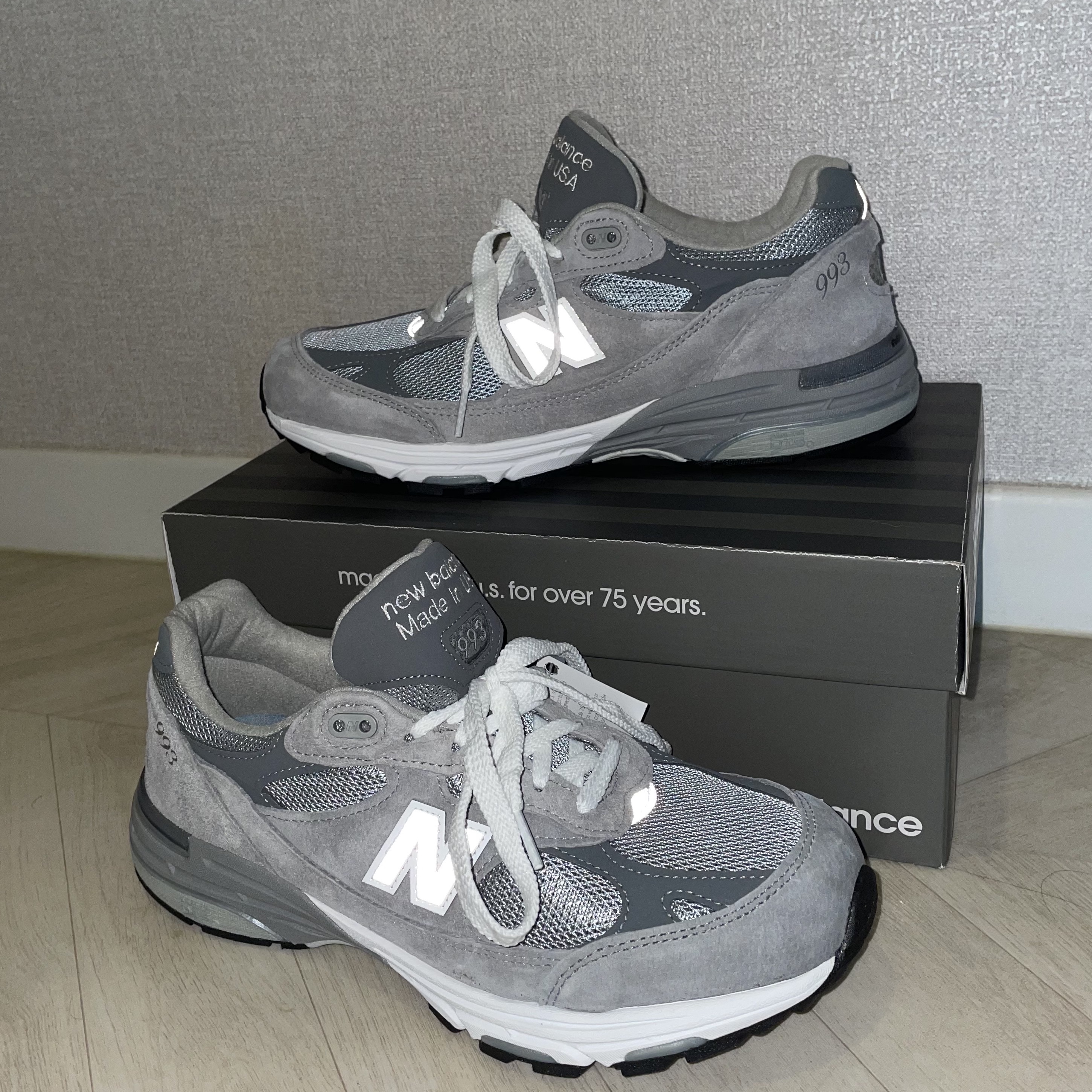 New Balance 993 Made in USA Grey - D Standard 착용 스타일 - 2