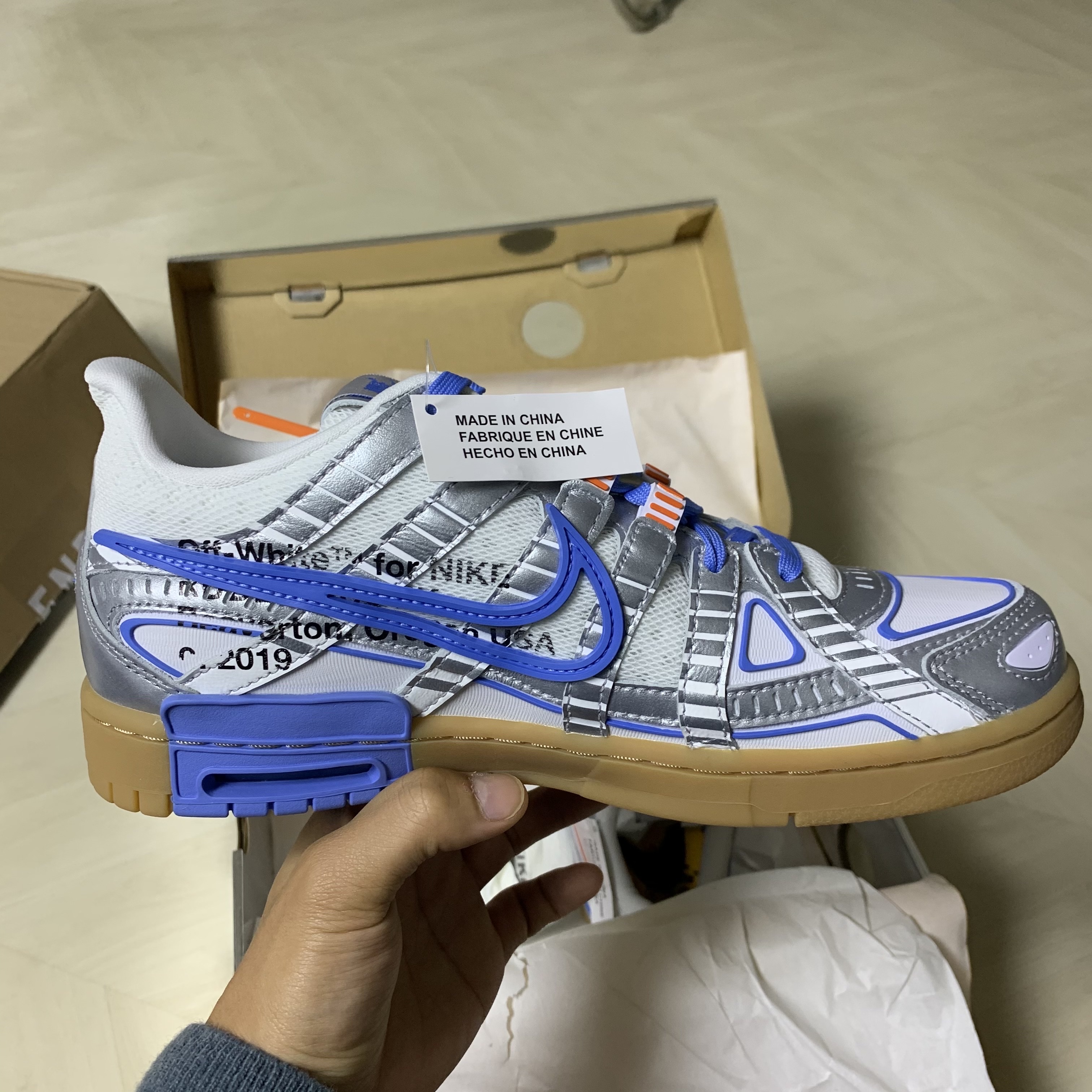 Nike x Off-White Air Rubber Dunk University Blue 착용 스타일 - 2
