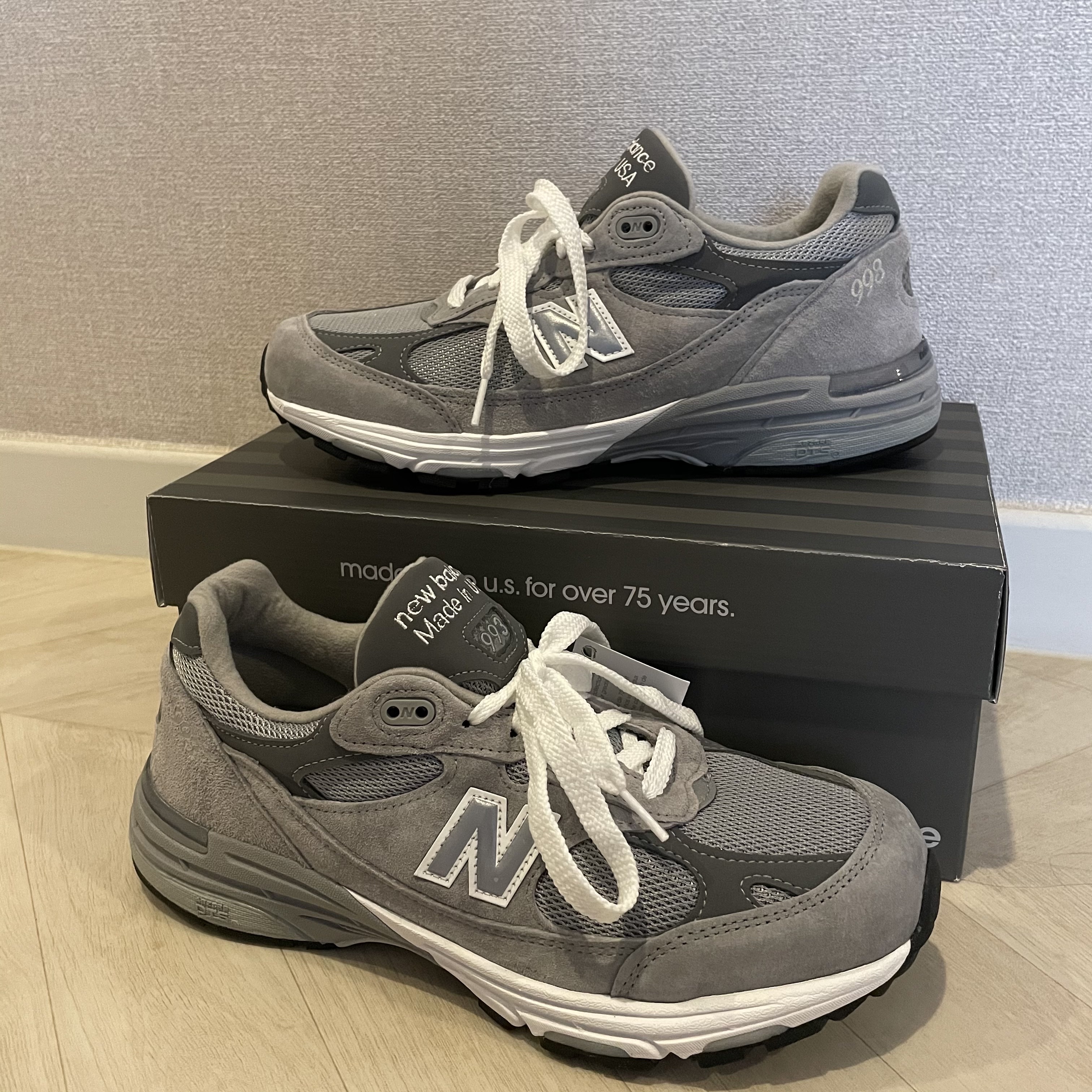 New Balance 993 Made in USA Grey - D Standard 착용 스타일 - 1