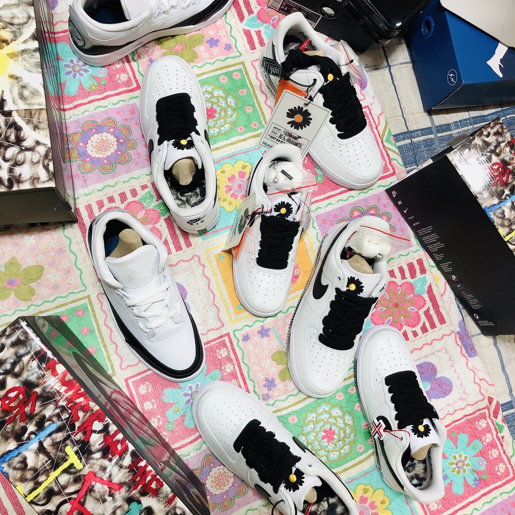Nike x Peaceminusone Air Force 1 Low Para-Noise 2.0, Jordan 3 x Fragment Retro SP White Black 착용 스타일
