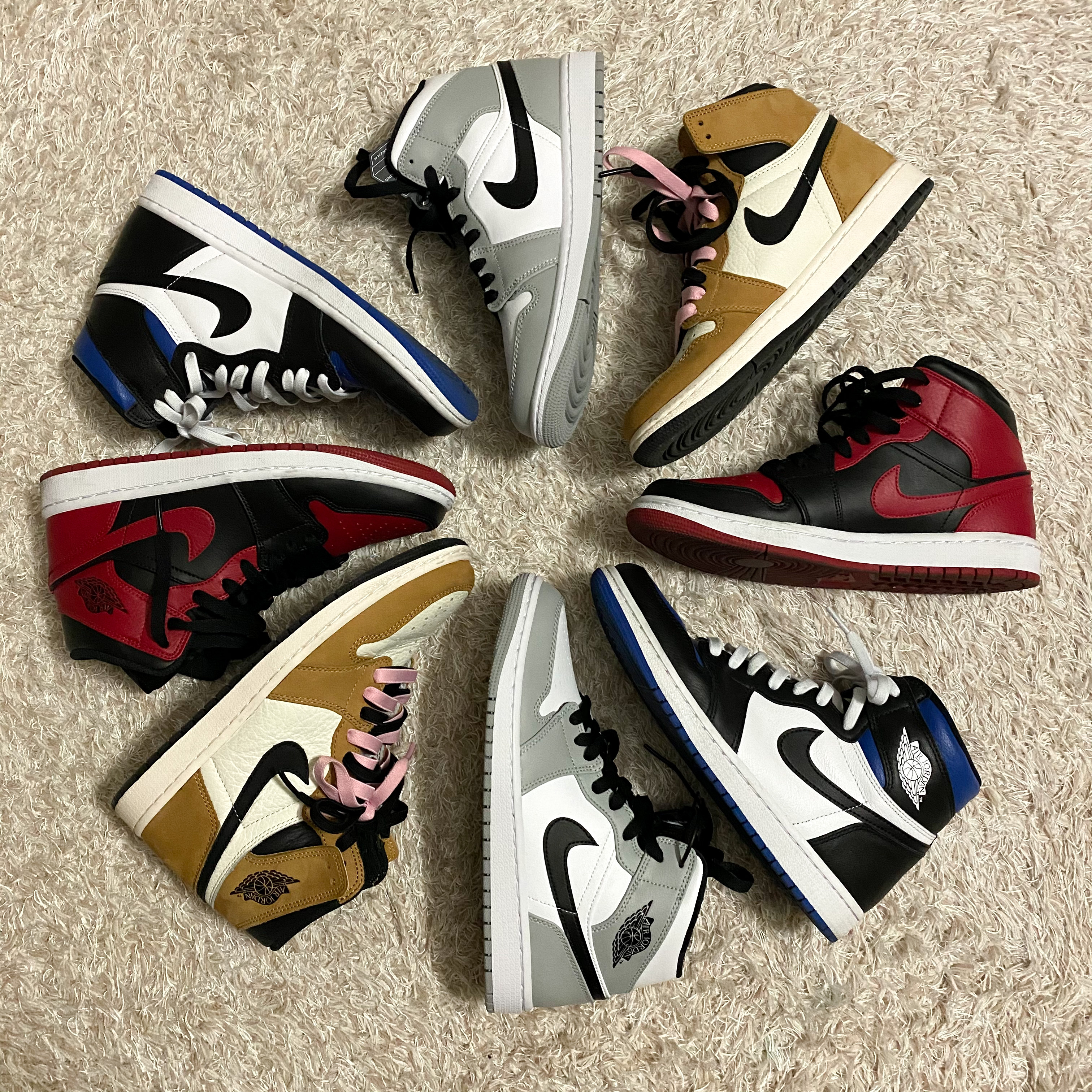 Jordan 1 Retro High Rookie of the Year, Jordan 1 Mid Light Smoke Grey 착용 스타일