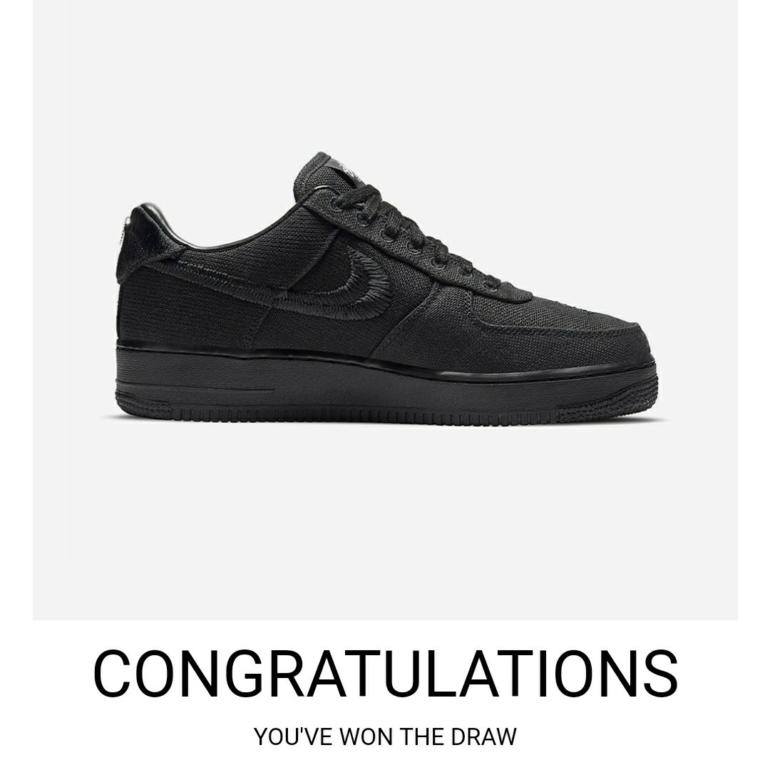 Nike x Stussy Air Force 1 Low Triple Black, Nike x Stussy Benassi Slide Sail 착용 스타일 - 1