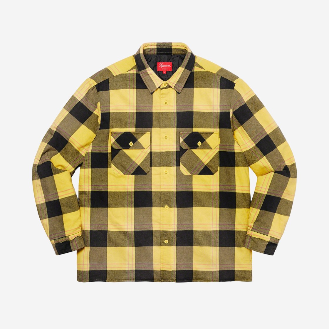 Supreme Quilted Flannel Shirt Yellow - 20FW 상세 이미지 1