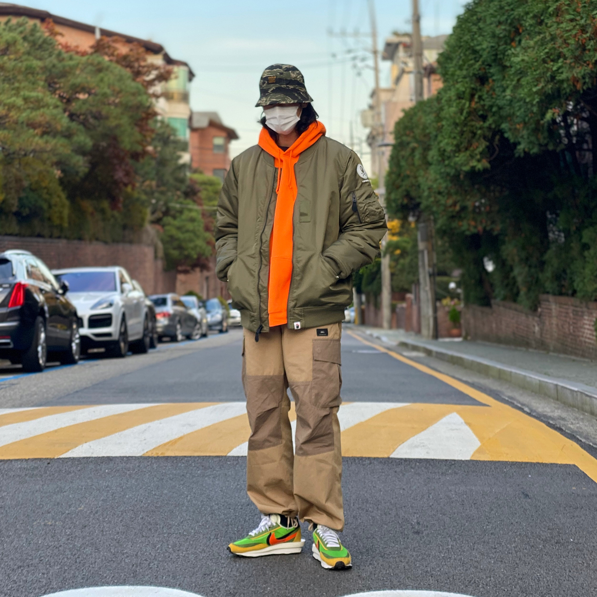 Nike x Sacai LDWaffle Green Multi 착용 스타일