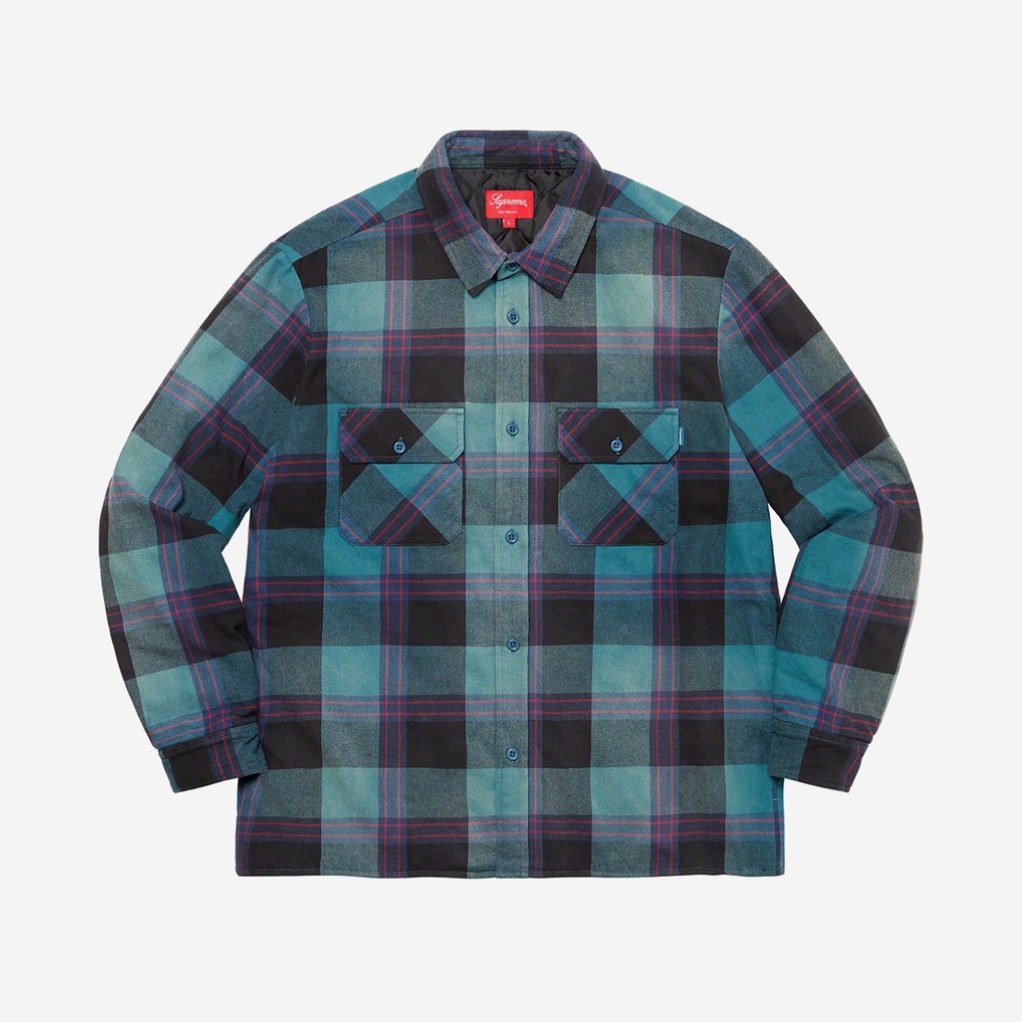 Supreme Quilted Flannel Shirt Teal - 20FW 상세 이미지 1