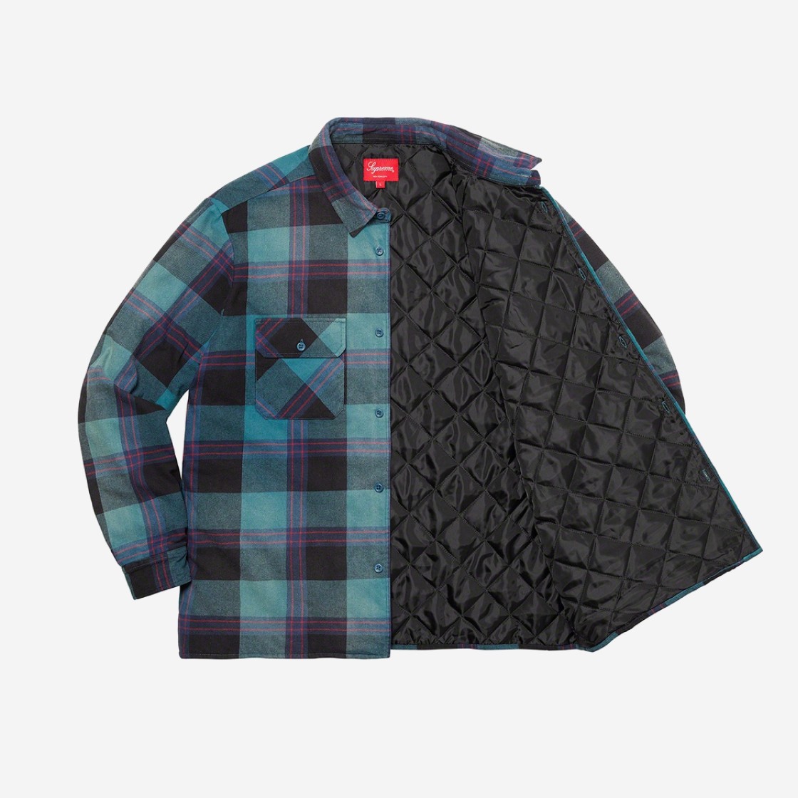 Supreme Quilted Flannel Shirt Teal - 20FW 상세 이미지 2