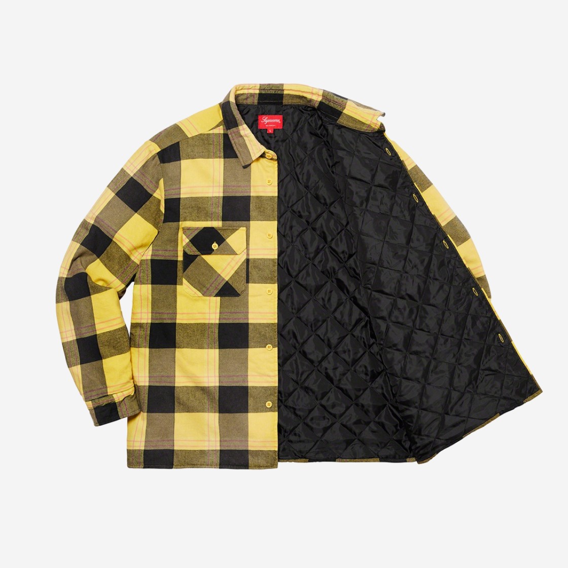 Supreme Quilted Flannel Shirt Yellow - 20FW 상세 이미지 2