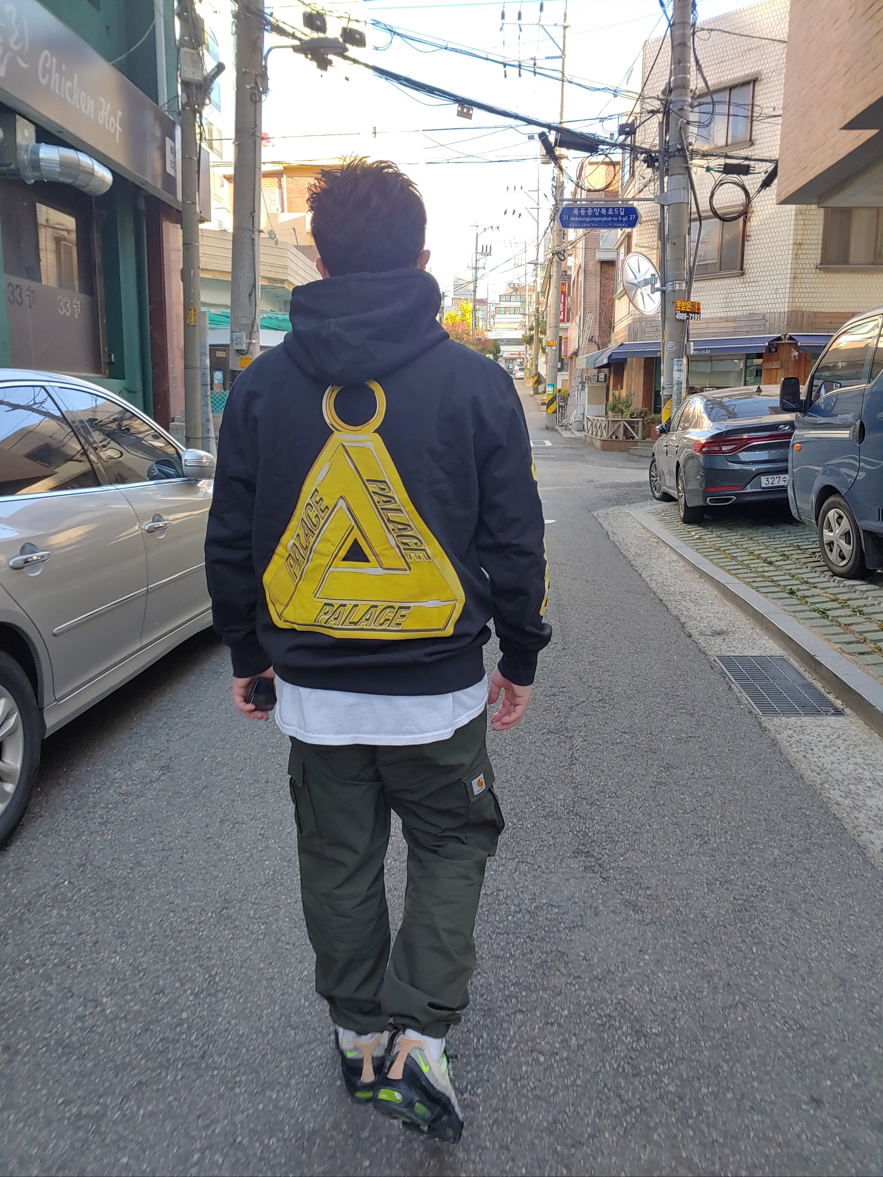 Nike x Denham Air Max 95 Volt, Palace Hatton Hood Black - 20FW 착용 스타일
