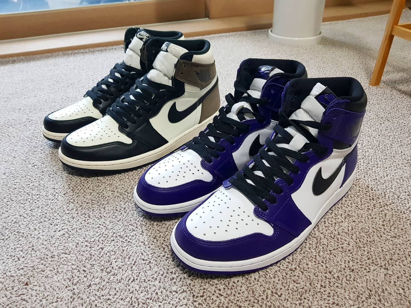 Jordan 1 Retro High OG Court Purple 2020, Jordan 1 Retro High OG Black Mocha 착용 스타일