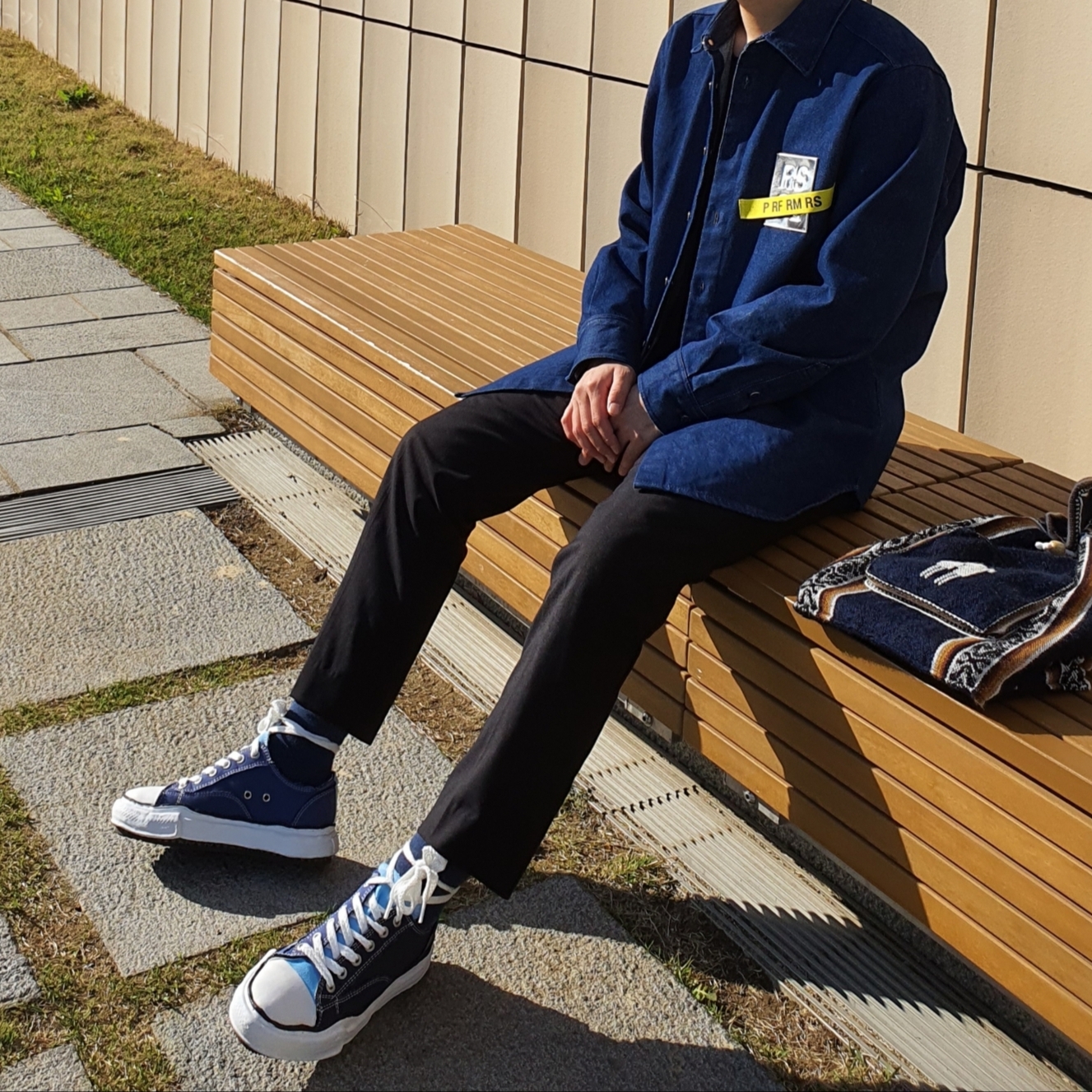 Maison Mihara Yasuhiro x Nigel Cabourn Low Cut Sneakers Army Green 착용 스타일 - 1