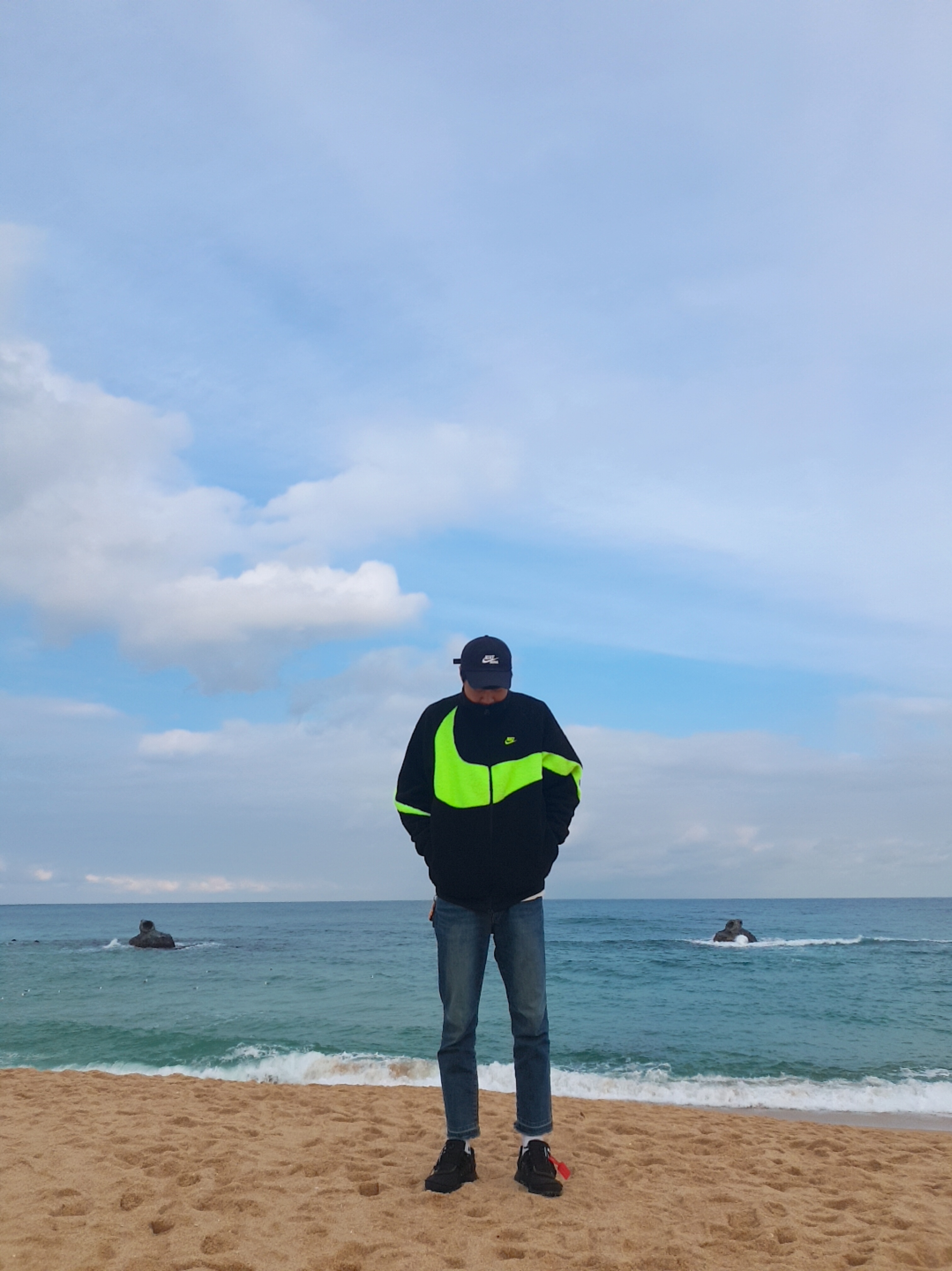 Nike x Sacai LDWaffle Blue Multi, Nike x Off-White Air Presto Black 착용 스타일 - 2