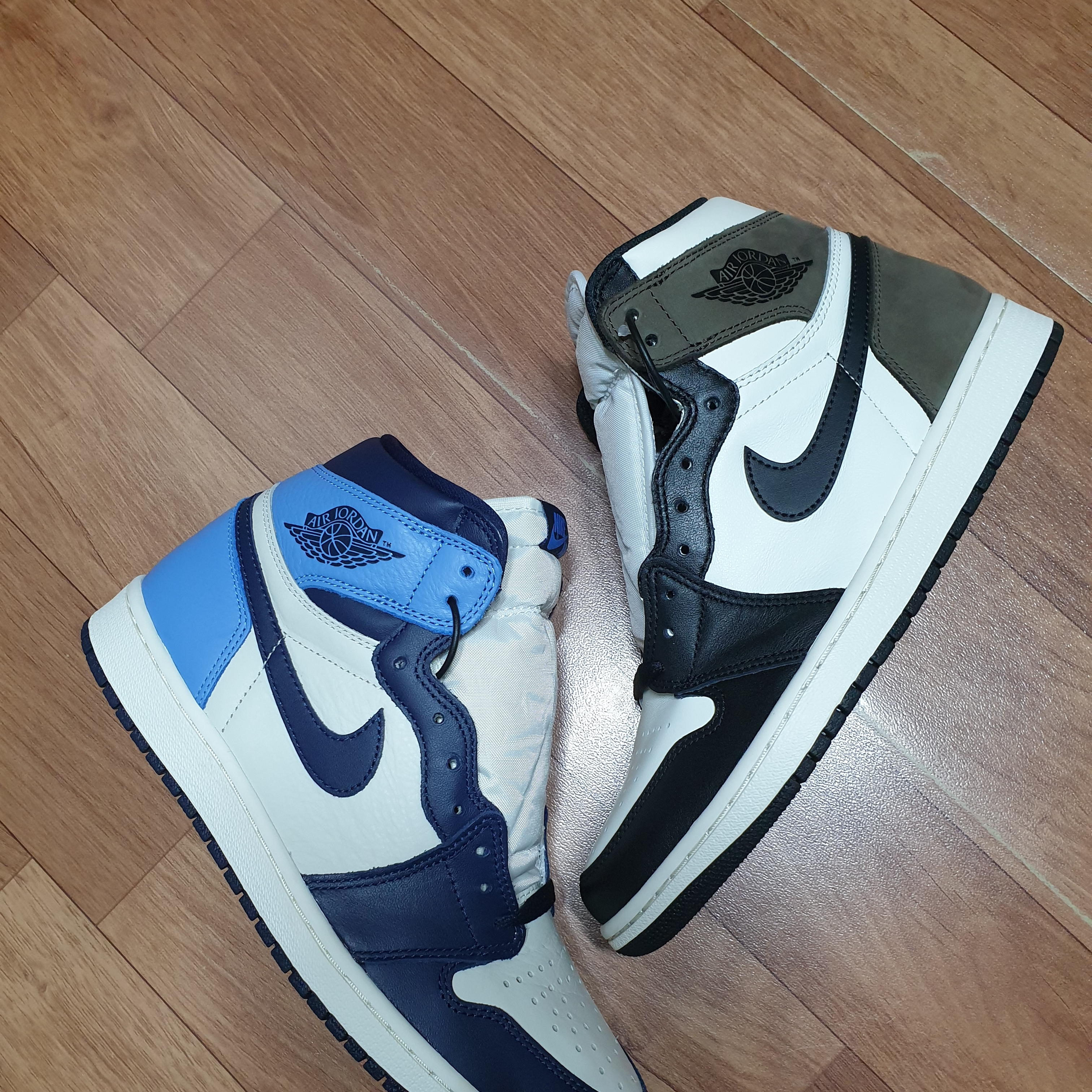Jordan 1 Retro High OG Black Mocha, Jordan 1 Retro High Obsidian UNC 착용 스타일