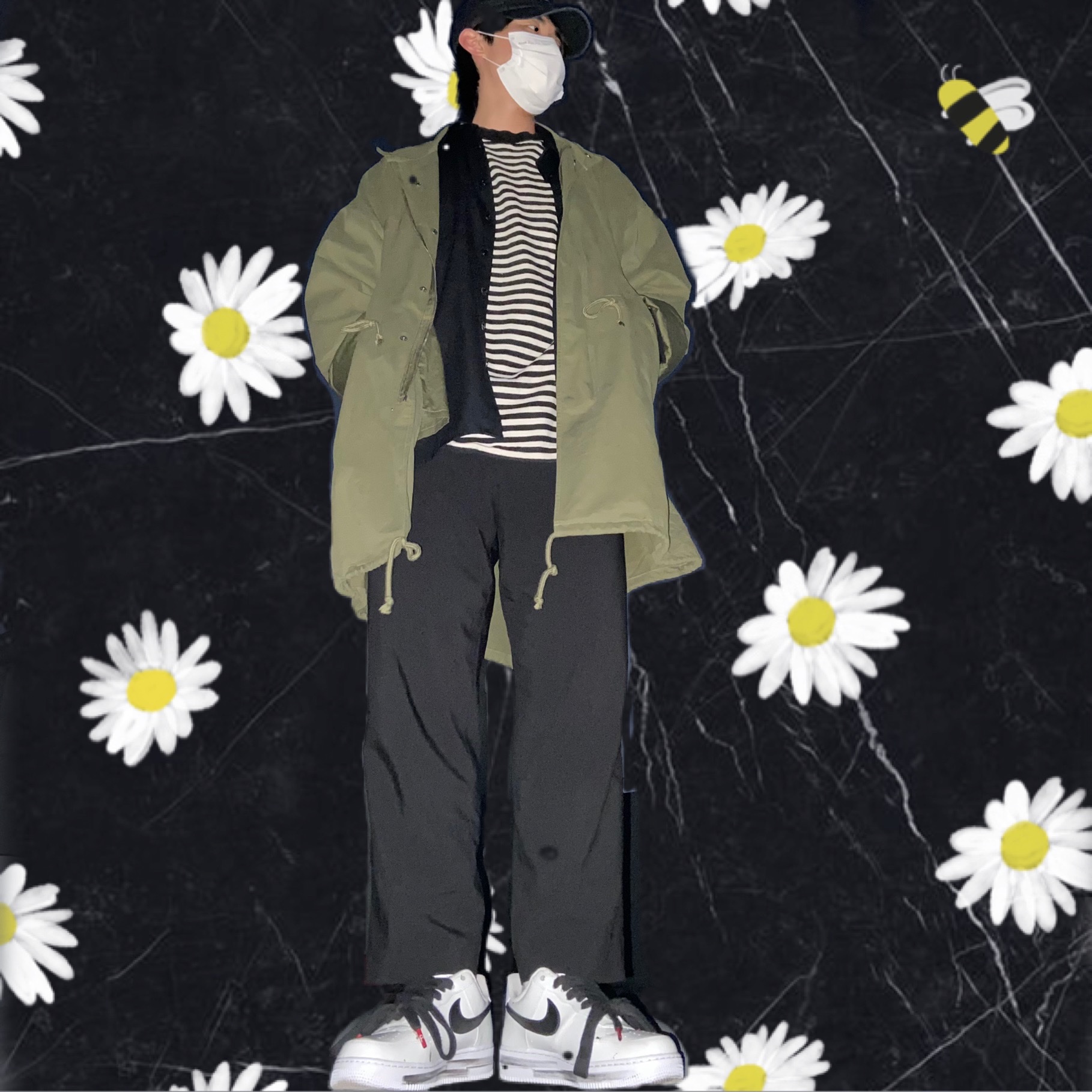 Nike x Peaceminusone Air Force 1 Low Para-Noise 2.0 착용 스타일