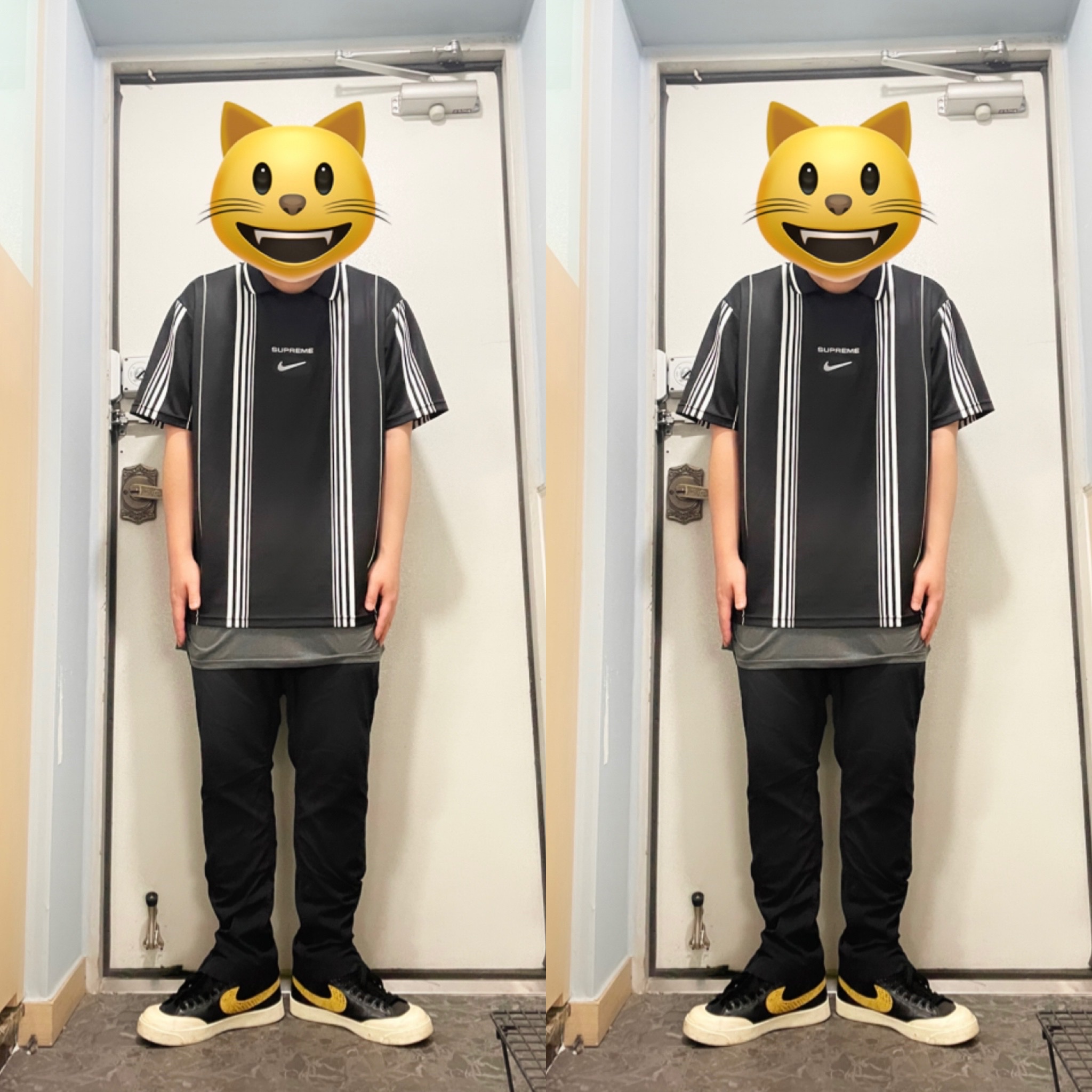 Nike x Stussy All Court Mid Black, Supreme x Nike Jewel Stripe Soccer Jersey Black - 20FW 착용 스타일