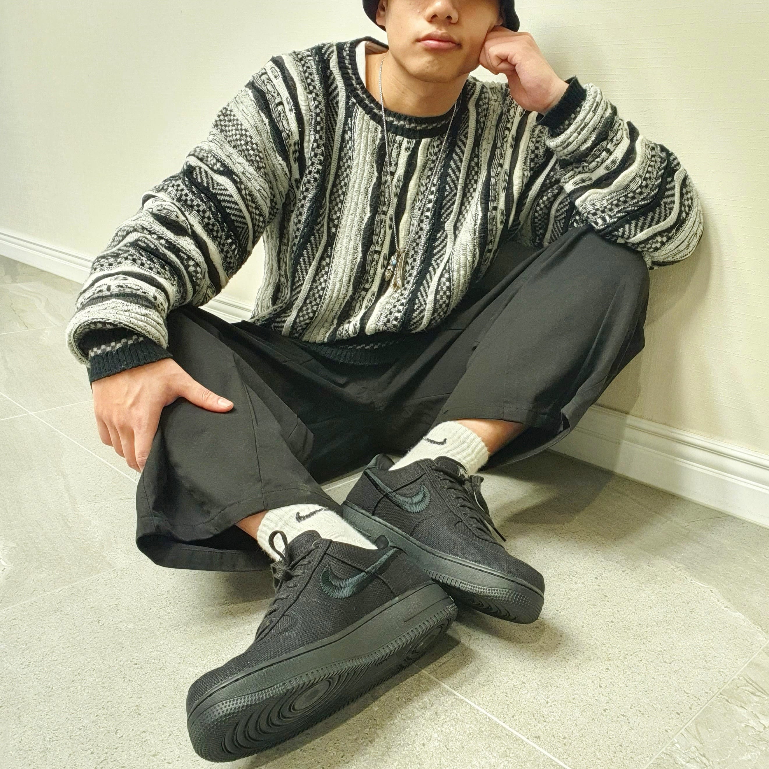 Nike x Stussy Air Force 1 Low Triple Black 착용 스타일