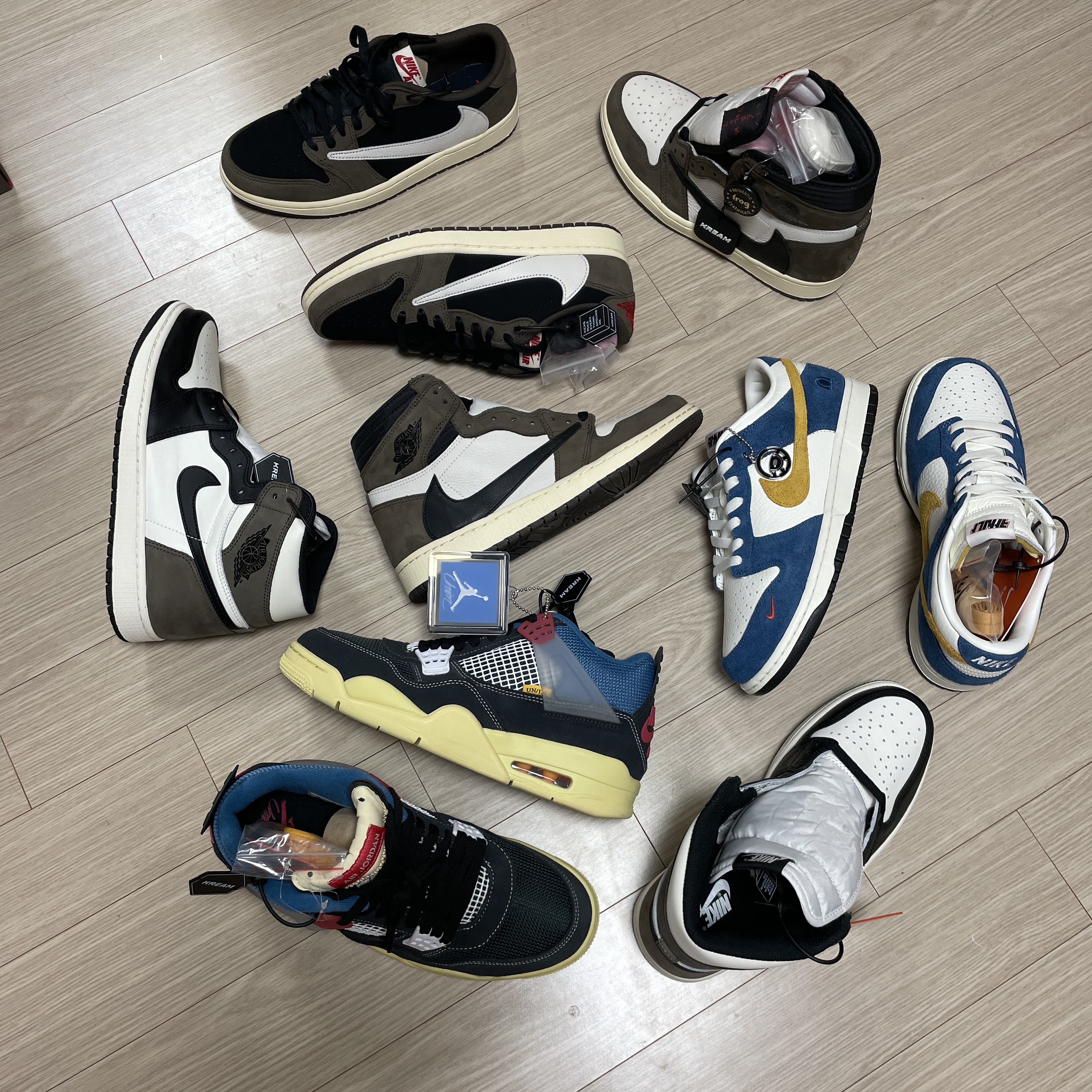 Jordan 1 Retro High OG Black Mocha, Jordan 4 x Union Retro Off Noir 착용 스타일