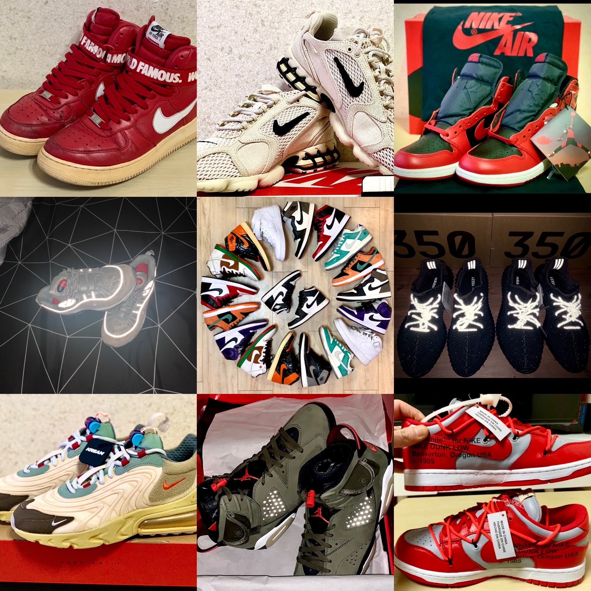 Nike x Supreme Air Max 98 Snakeskin, Nike x Supreme Air Force 1 High World Famous Red 착용 스타일