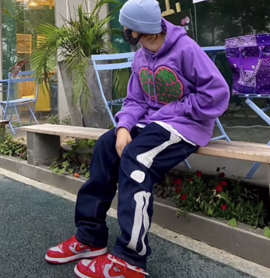 Nike x Off-White Dunk Low University Red 착용 스타일