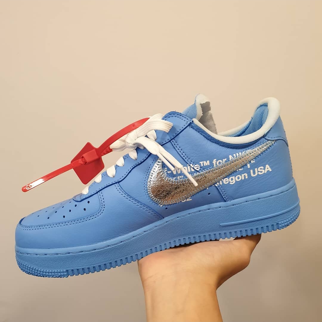 Nike x Off-White Air Force 1 Low MCA University Blue 착용 스타일