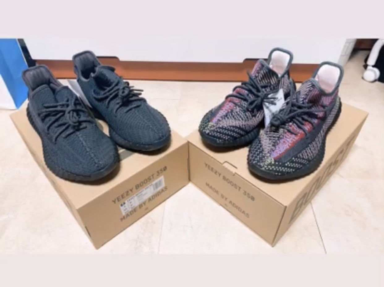 Adidas Yeezy Boost 350 V2 Black - Non-Reflective, Adidas Yeezy Boost 350 V2 Yecheil - Non-Reflective 착용 스타일
