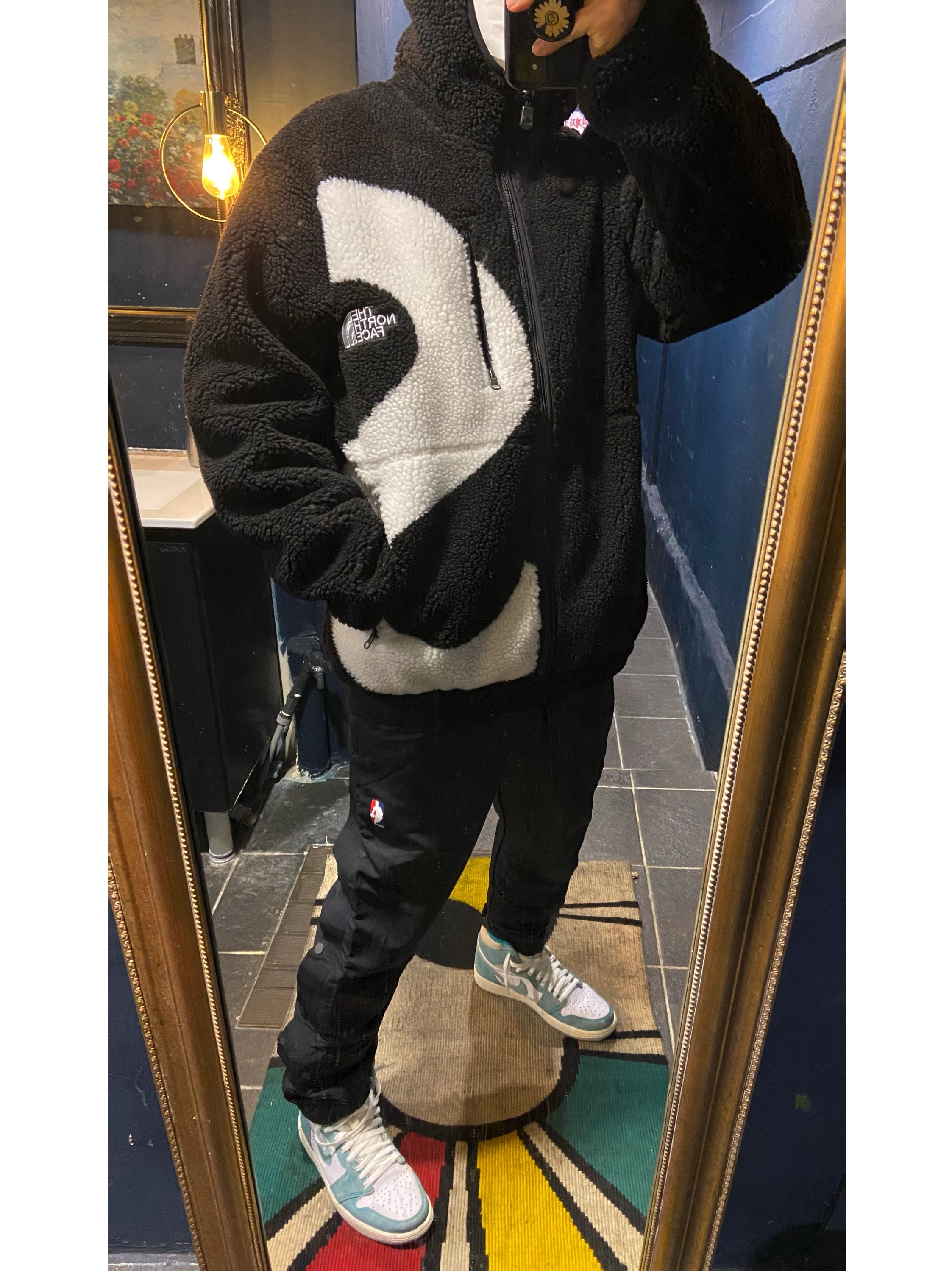 Jordan 1 Retro High OG Turbo Green, Nike x Fear of God Warm Up Pants Off Noir 착용 스타일