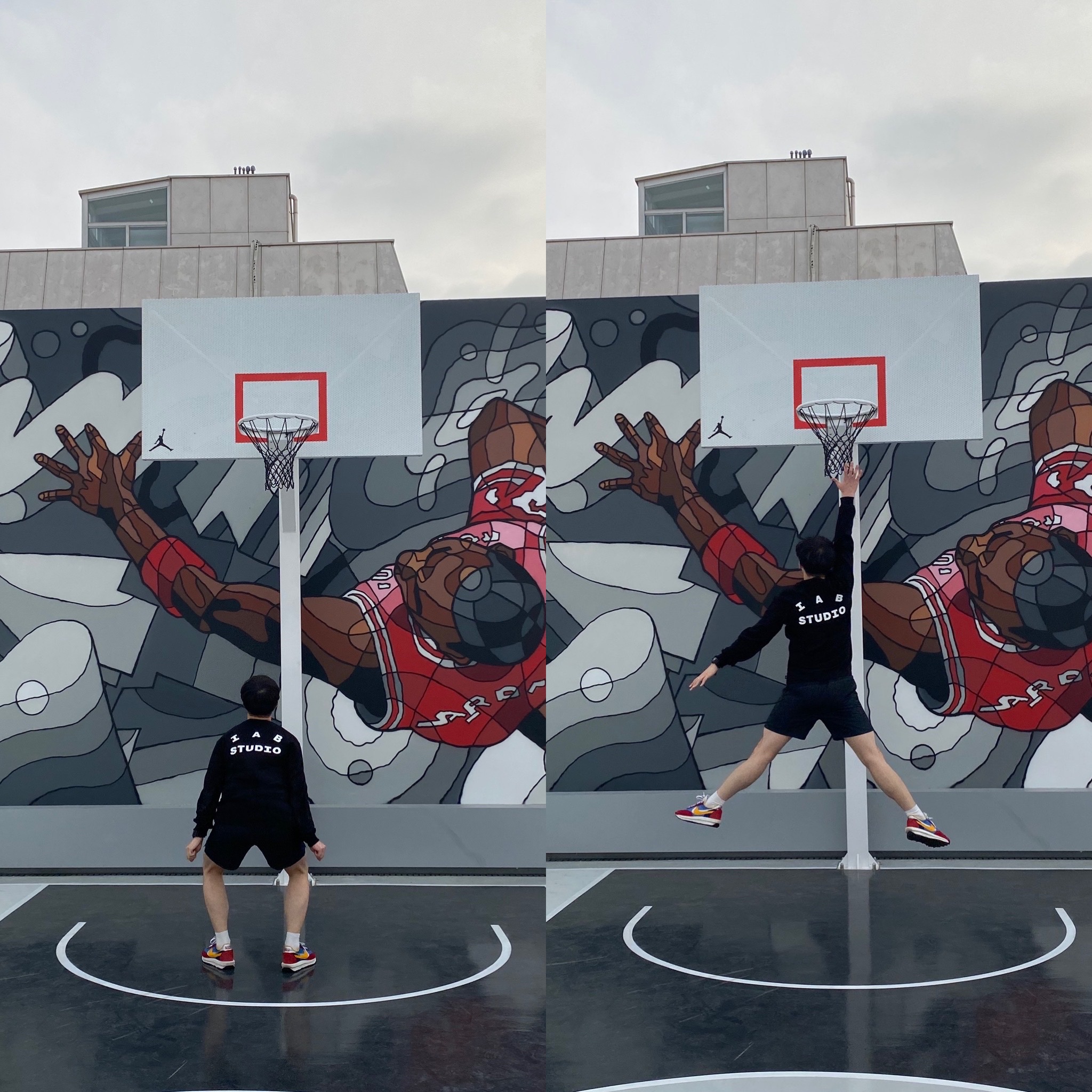 Nike x Sacai LDWaffle Blue Multi 착용 스타일