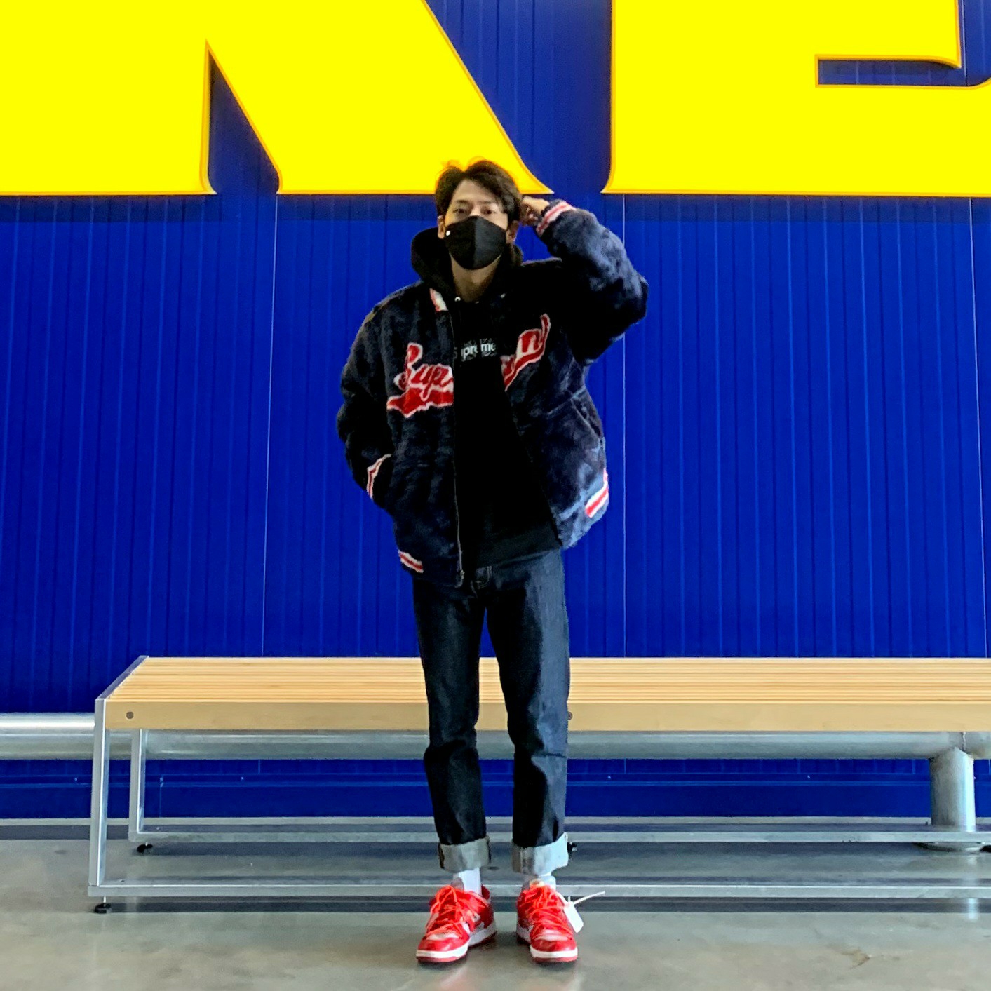 Nike x Off-White Dunk Low University Red 착용 스타일