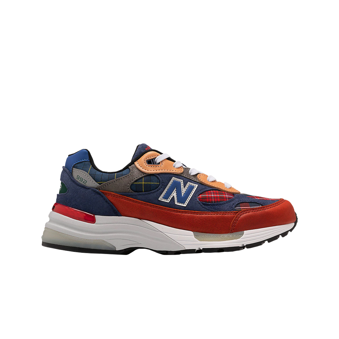 뉴발란스 992 메이드 인 USA 플래드 오렌지 네이비(New Balance 992 Made in USA Plaid Orange Navy)