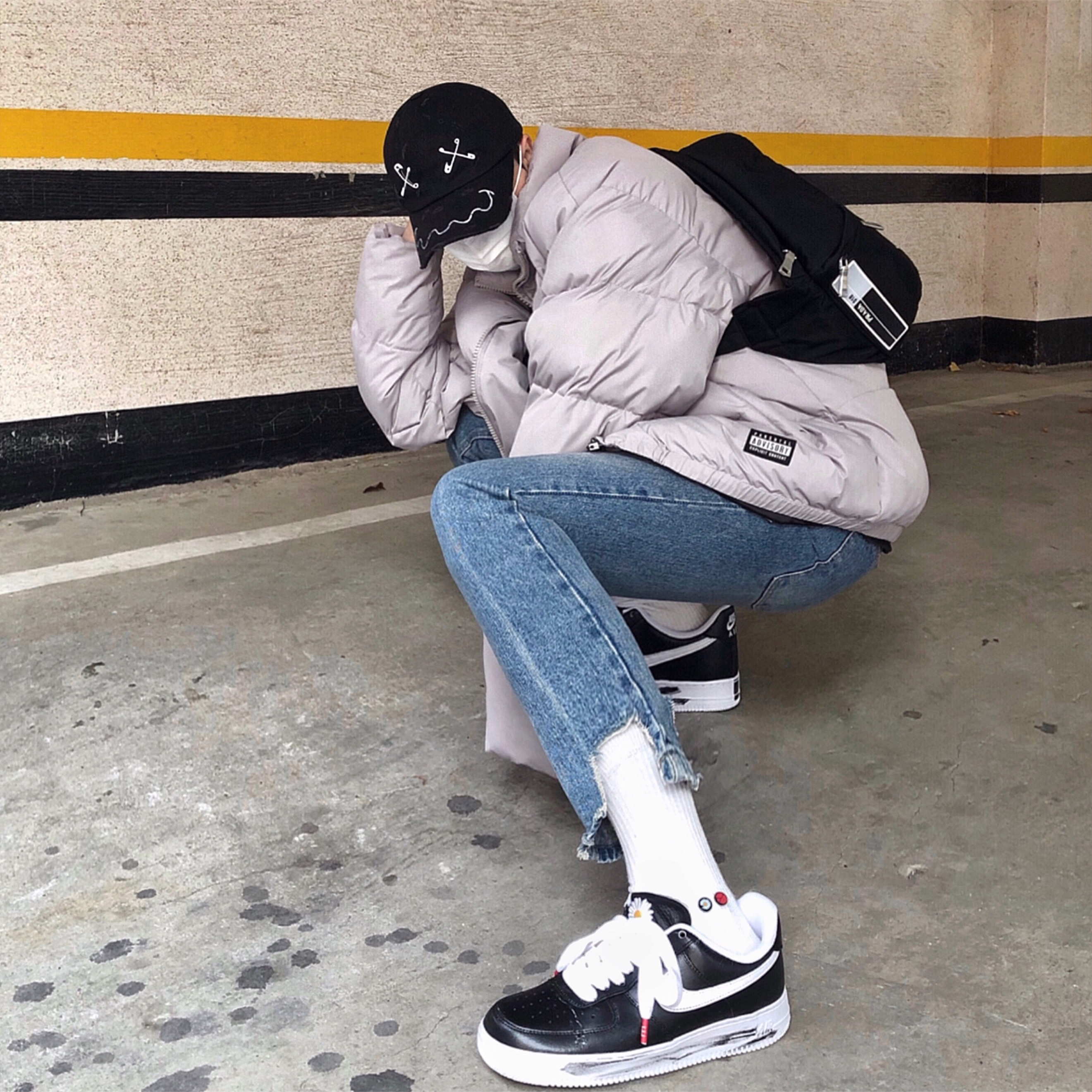 Nike x Peaceminusone Air Force 1 Low Para-Noise 착용 스타일