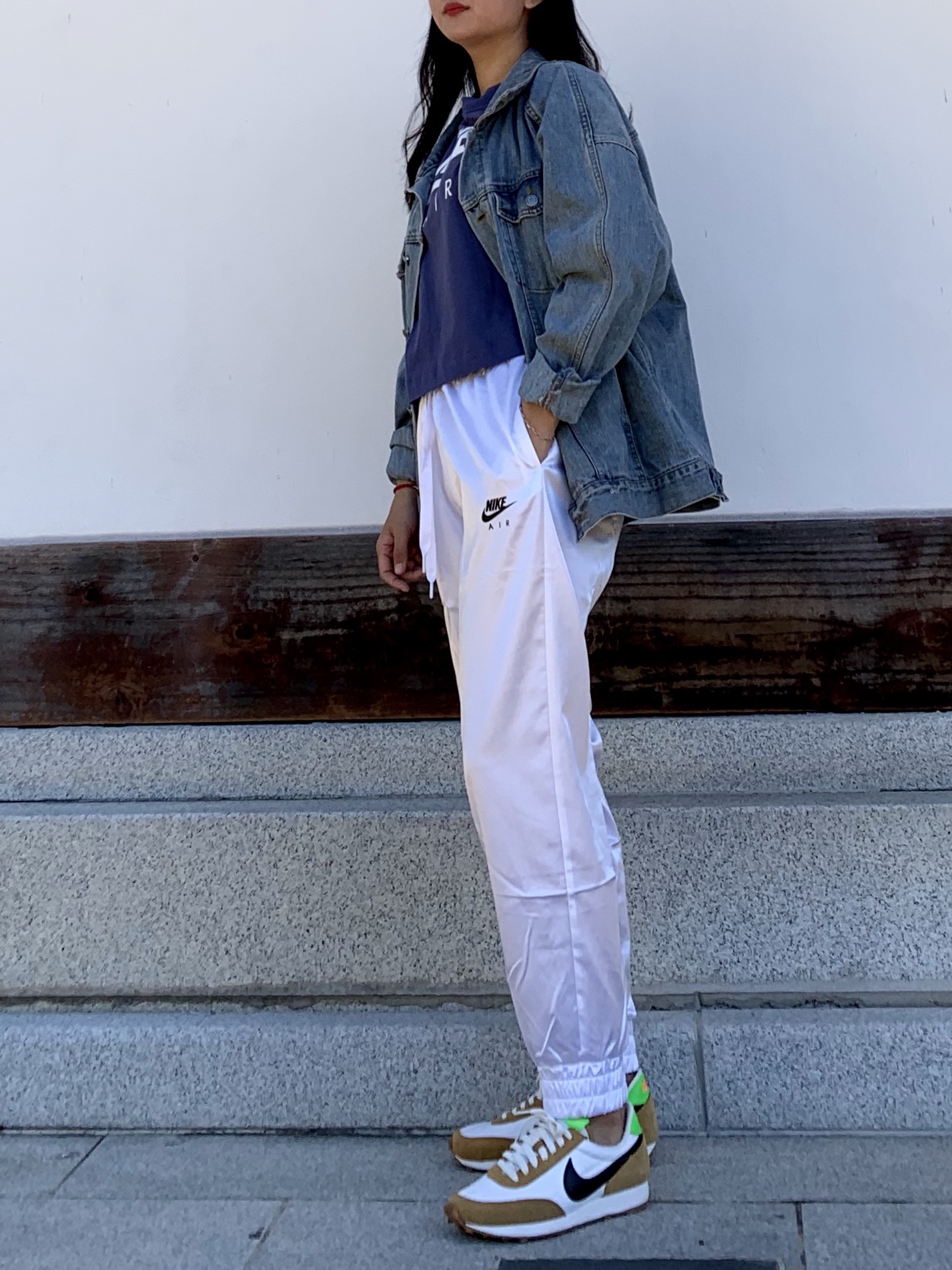 Jordan 1 Low Shattered Backboard, (W) Nike Daybreak Wheat 착용 스타일 - 2