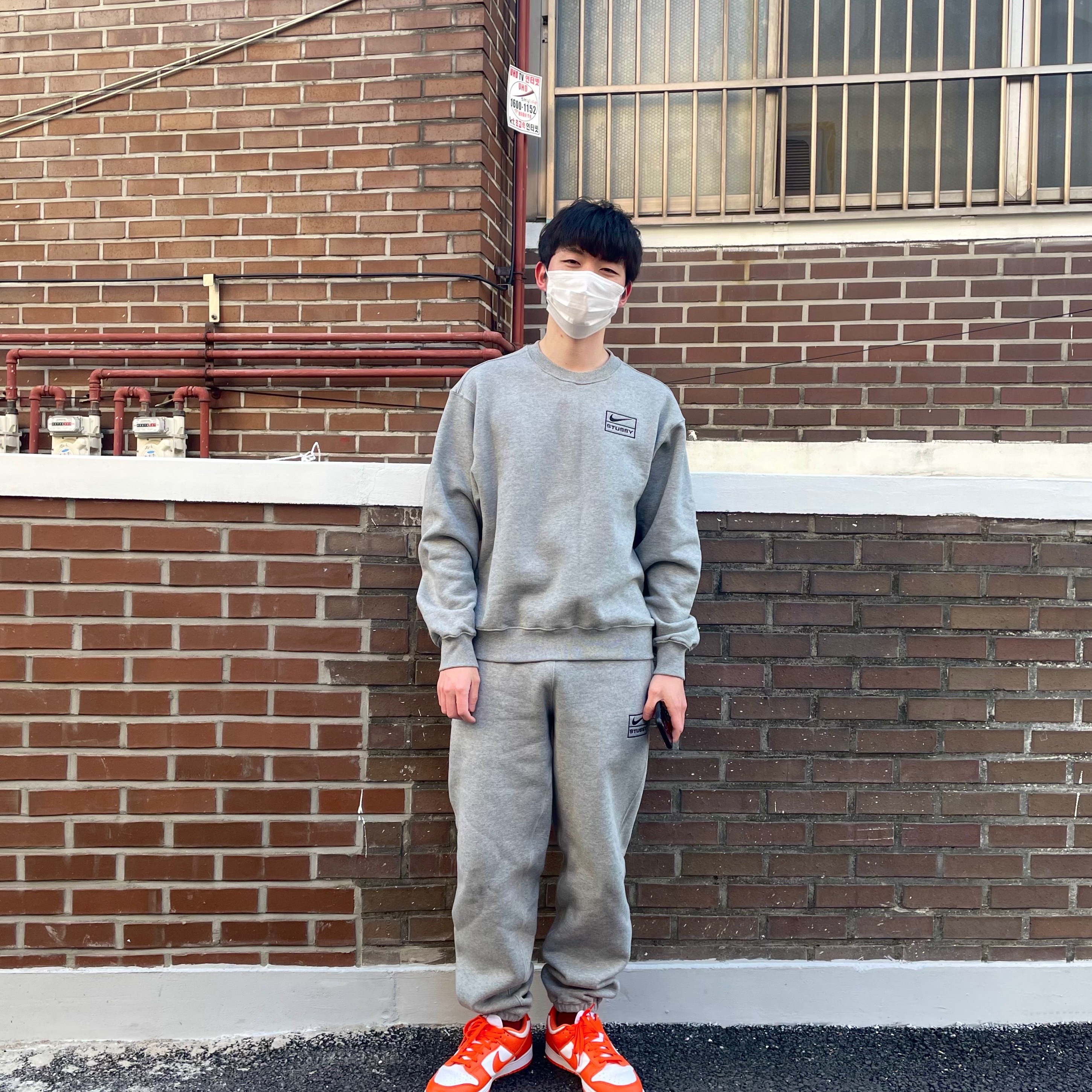 Nike x Stussy NRG BR Fleece Pants Grey, Nike x Stussy NRG BR Crew Fleece Grey 착용 스타일