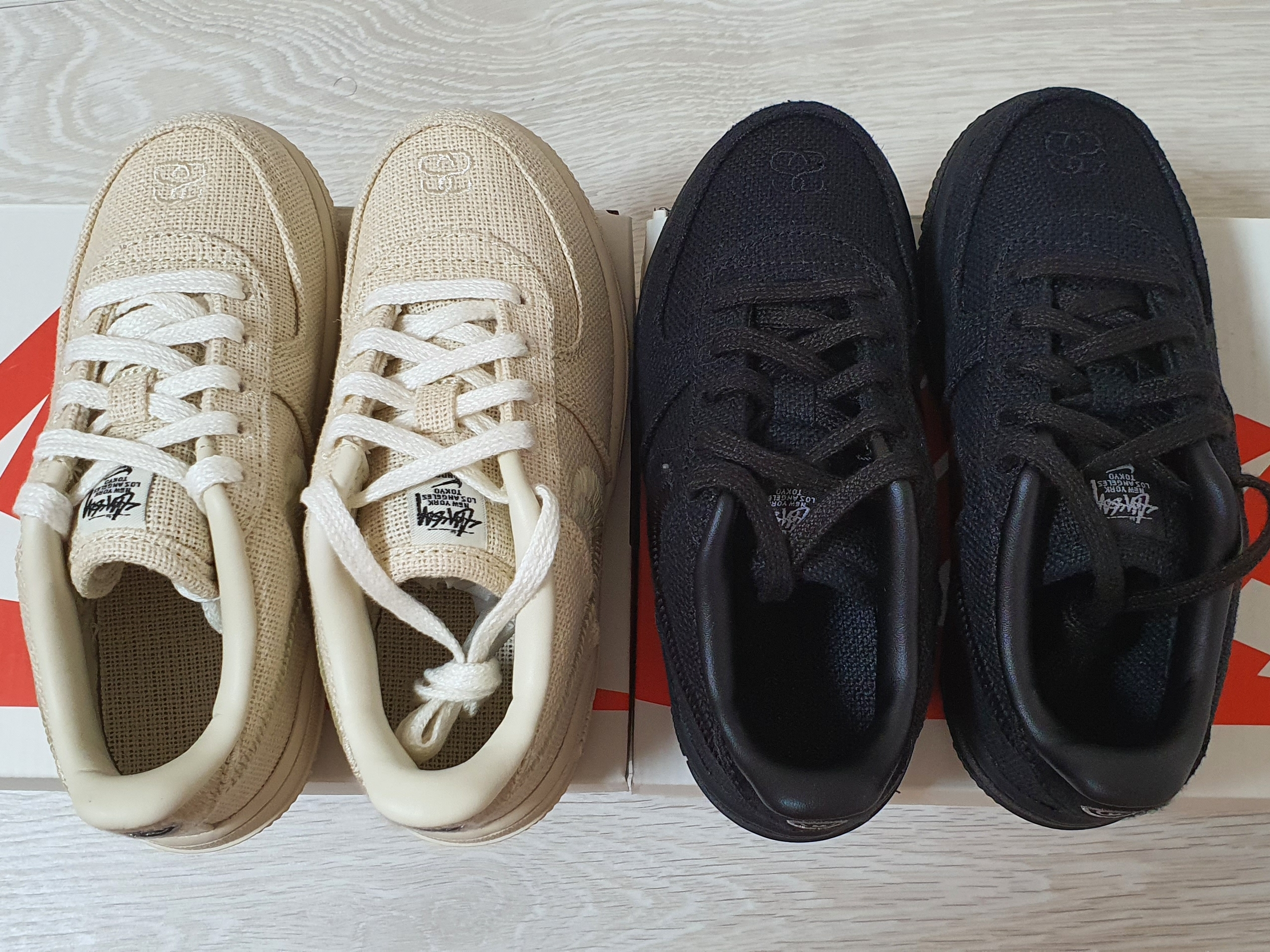 (TD) Nike x Stussy Air Force 1 Low Fossil, (TD) Nike x Stussy Air Force 1 Low Triple Black 착용 스타일 - 4