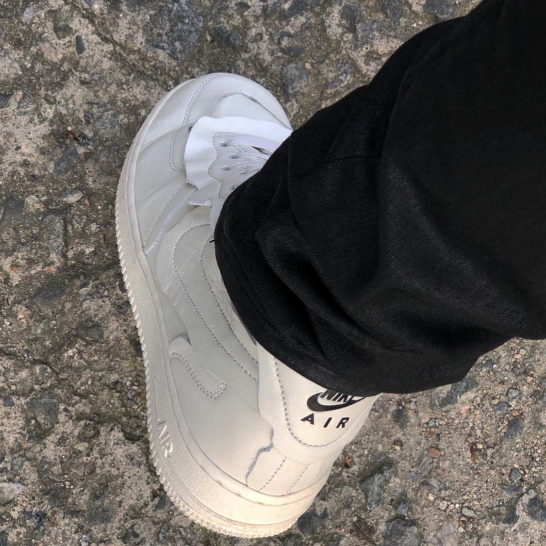Nike x Comme des Garcons Homme Plus Air Force Mid White 착용 스타일 - 4