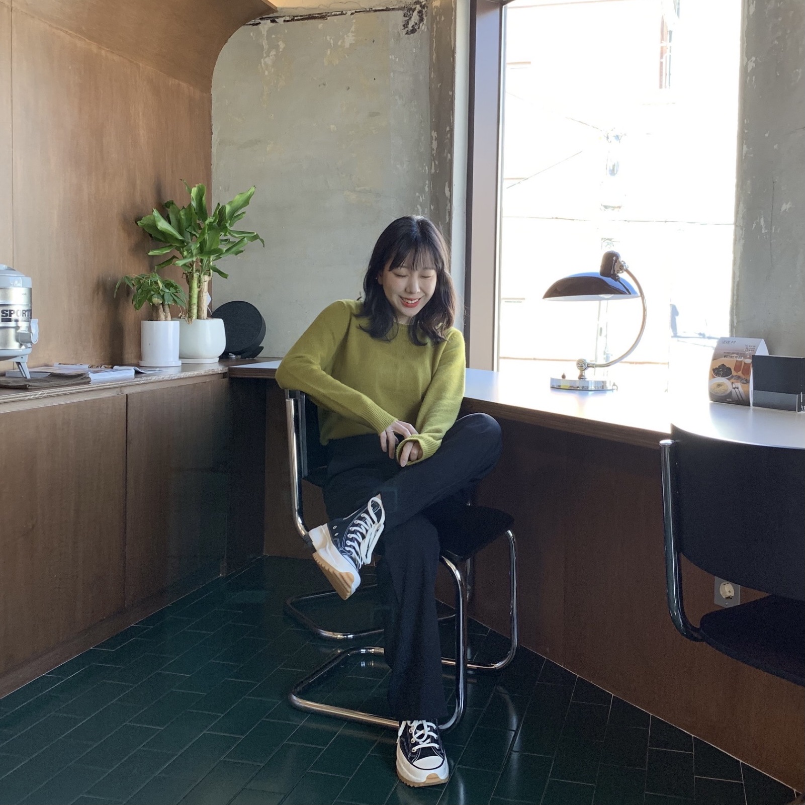 Converse x JW Anderson Run Star Hike Hi Black 착용 스타일