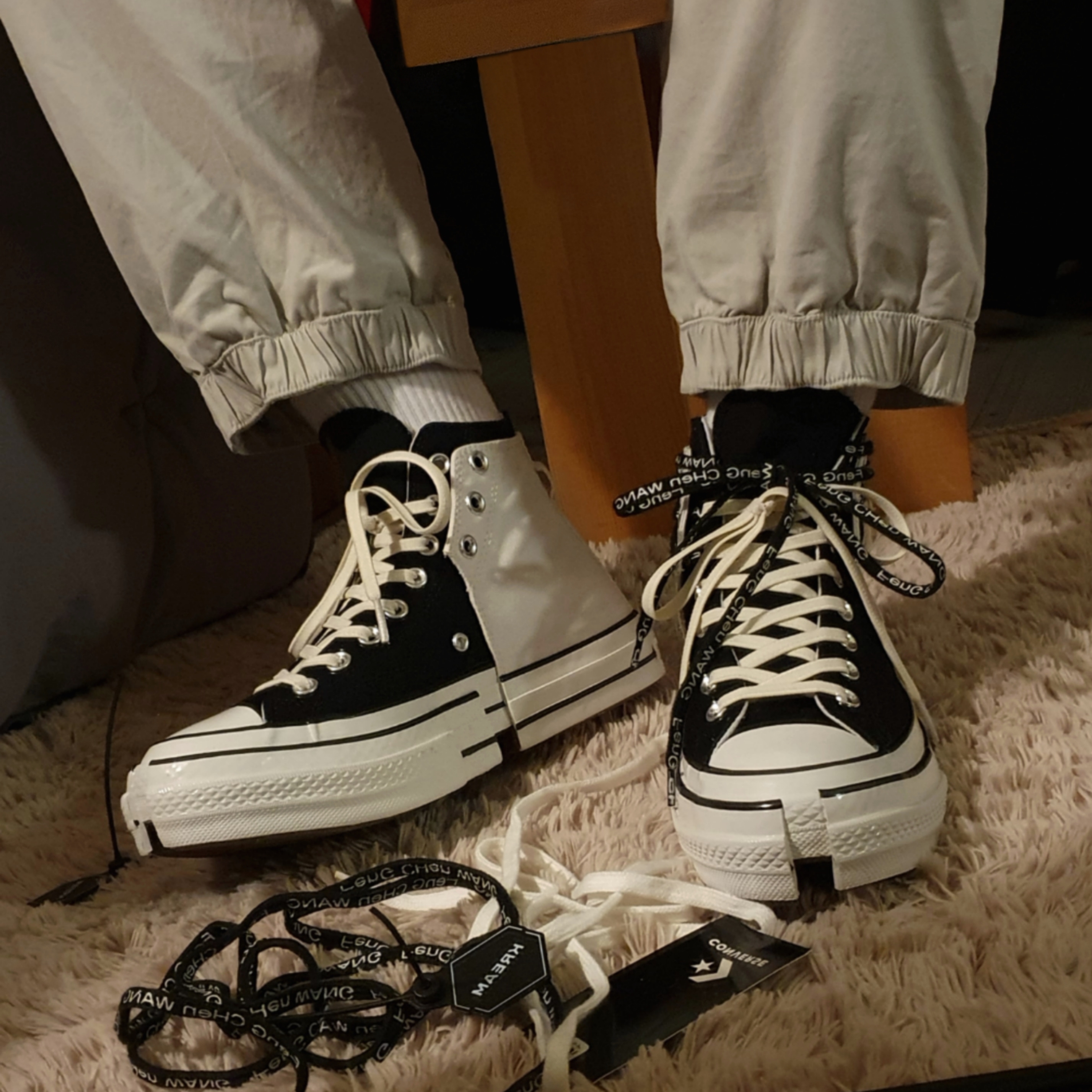 Converse x Feng Chen Wang Chuck 70 2-in-1 Natural Ivory Black 착용 스타일