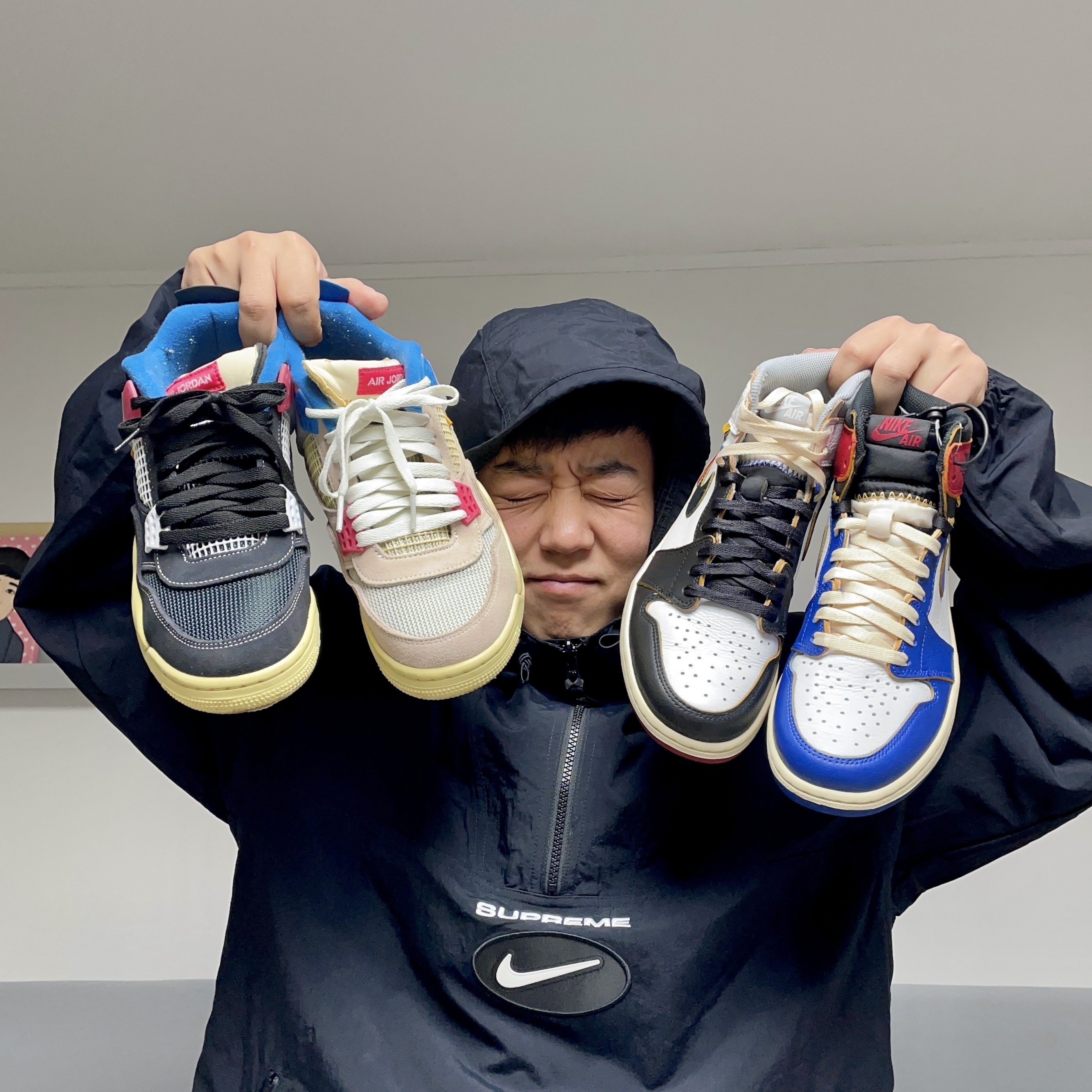 Supreme x Nike Jewel Reversible Ripstop Anorak Black - 20FW, Jordan 4 x Union Retro Off Noir 착용 스타일 - 1