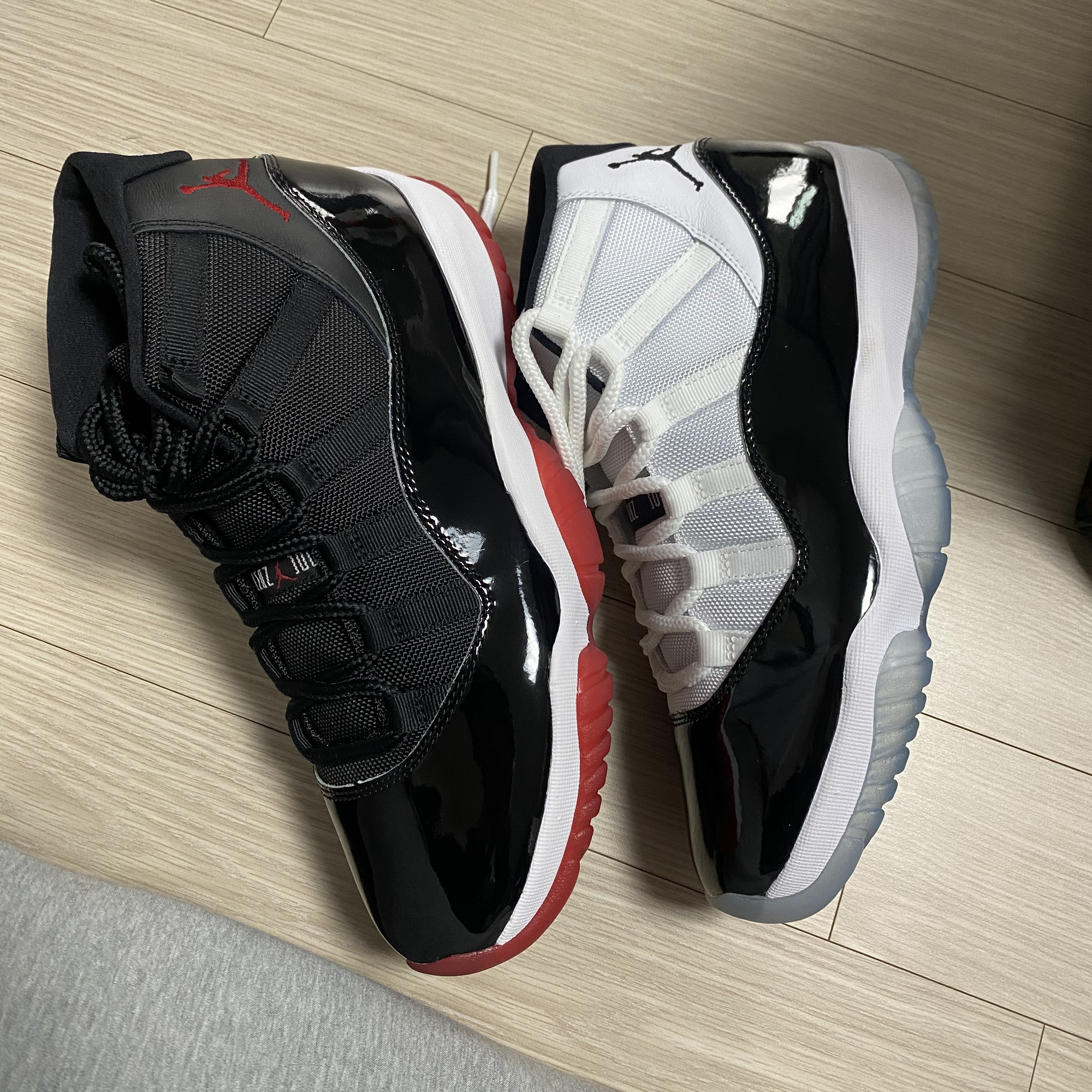 Jordan 11 Retro Bred 2019, Jordan 11 Retro Concord 2018 착용 스타일