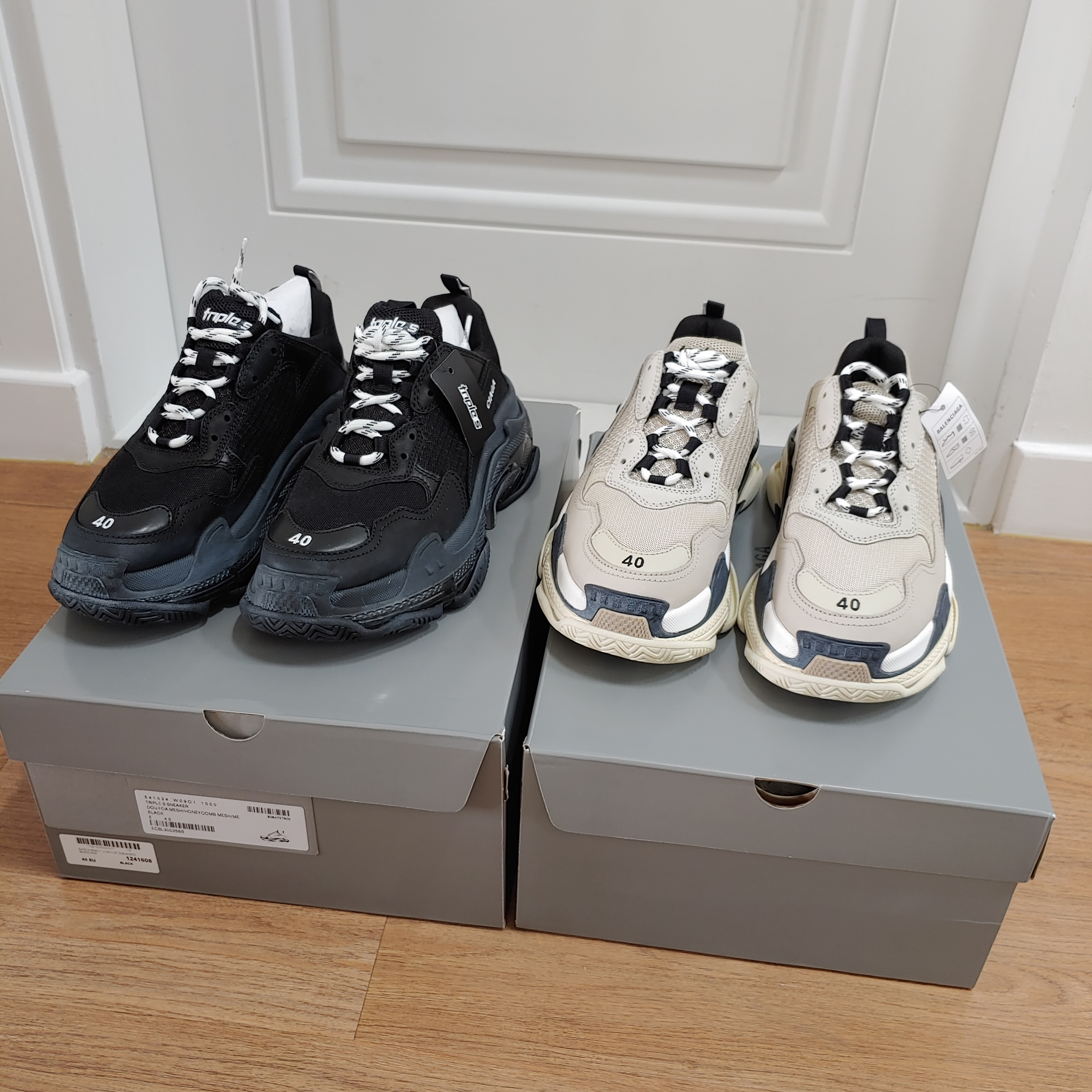 Balenciaga Triple S Black Clear Sole 2019, Balenciaga Triple S Vanille 2018 착용 스타일