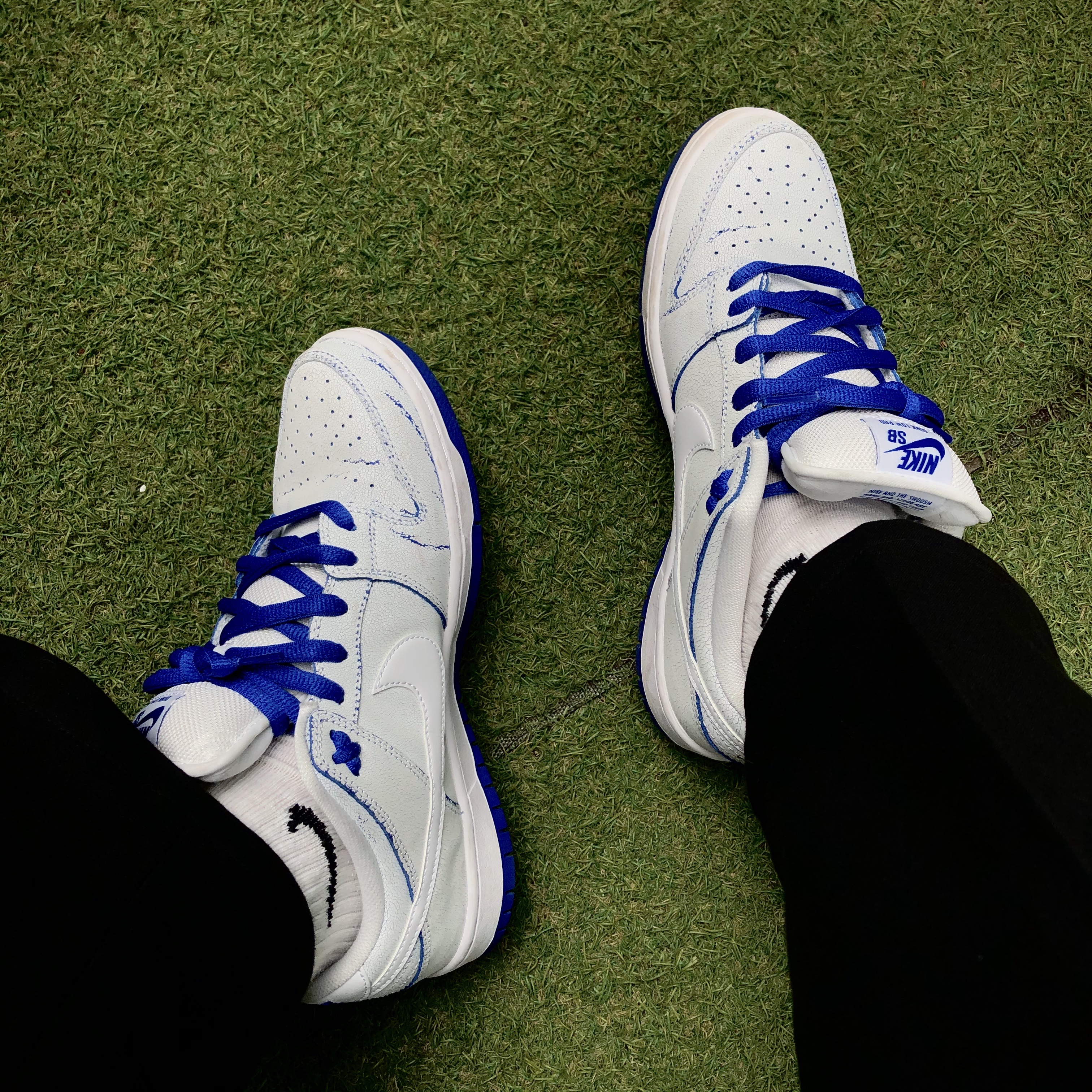 Nike SB Dunk Low Premium White Game Royal 착용 스타일