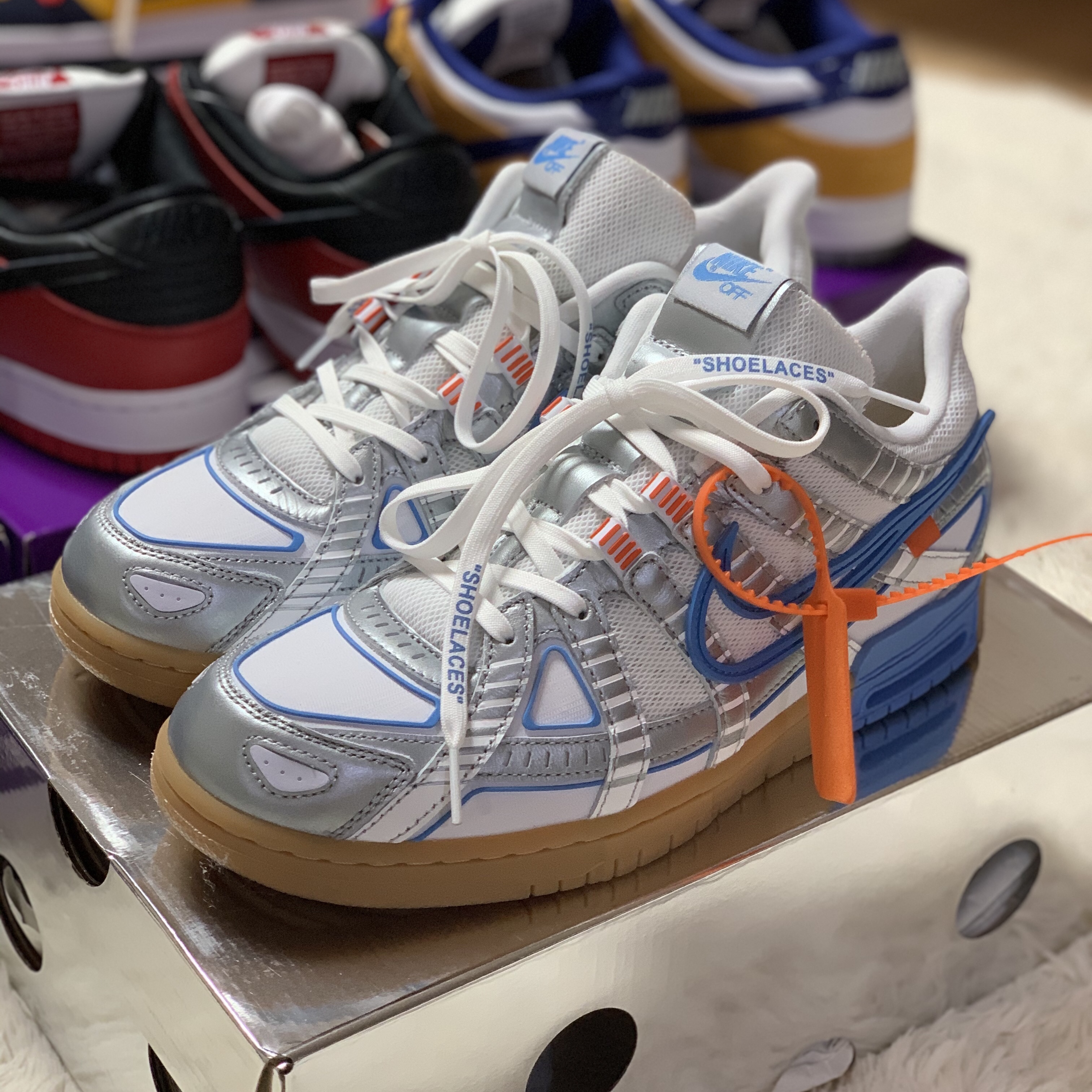 Nike x Off-White Air Rubber Dunk University Blue 착용 스타일