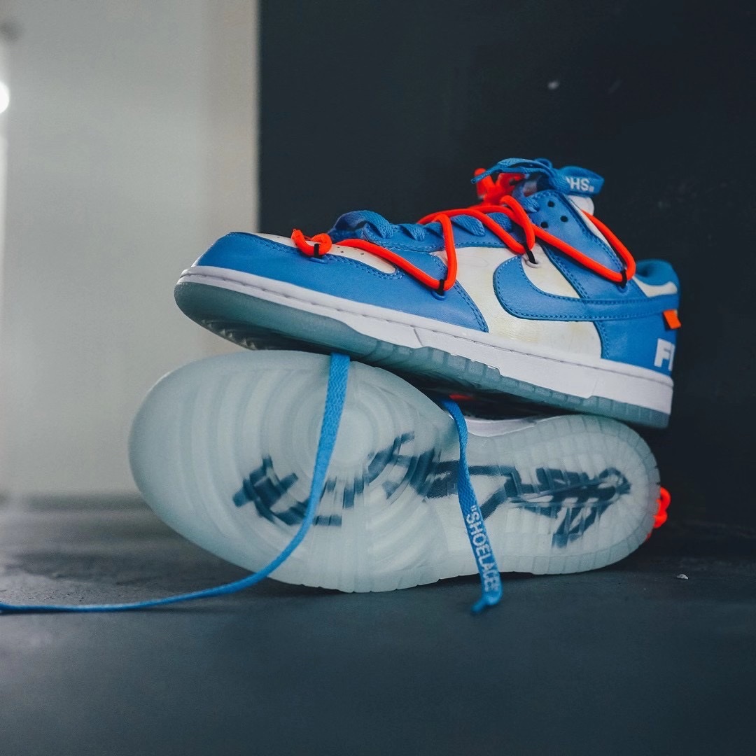 Nike x Off-White Dunk Low Pine Green, Nike x Off-White Dunk Low University Red 착용 스타일