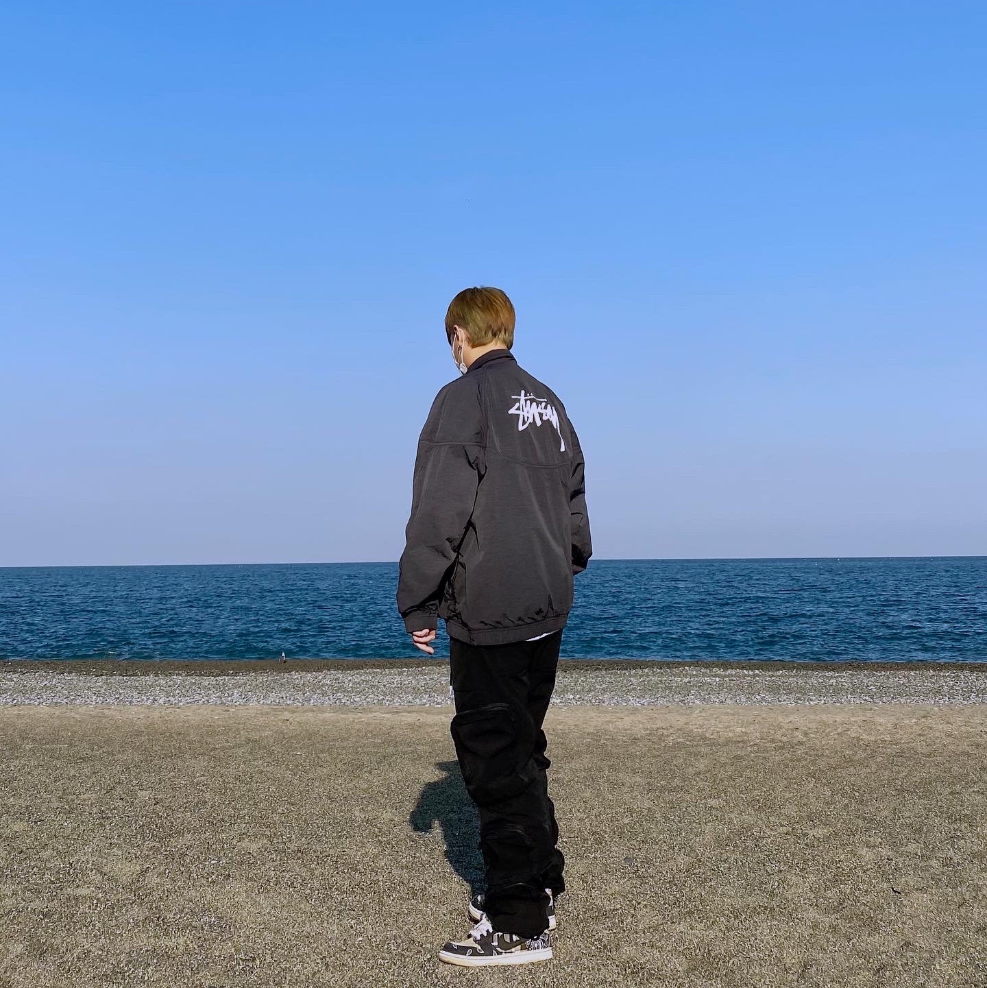 Nike x Stussy Windrunner Jacket Off Noir, Nike x Travis Scott SB Dunk Low 착용 스타일