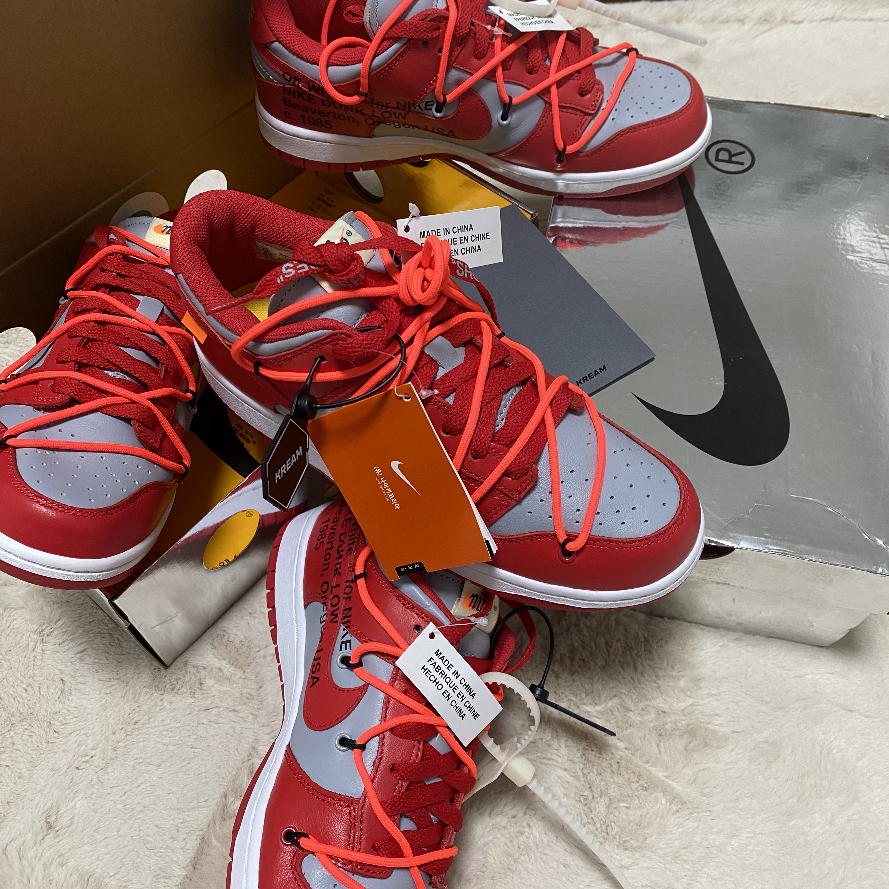 Nike x Off-White Dunk Low University Red 착용 스타일