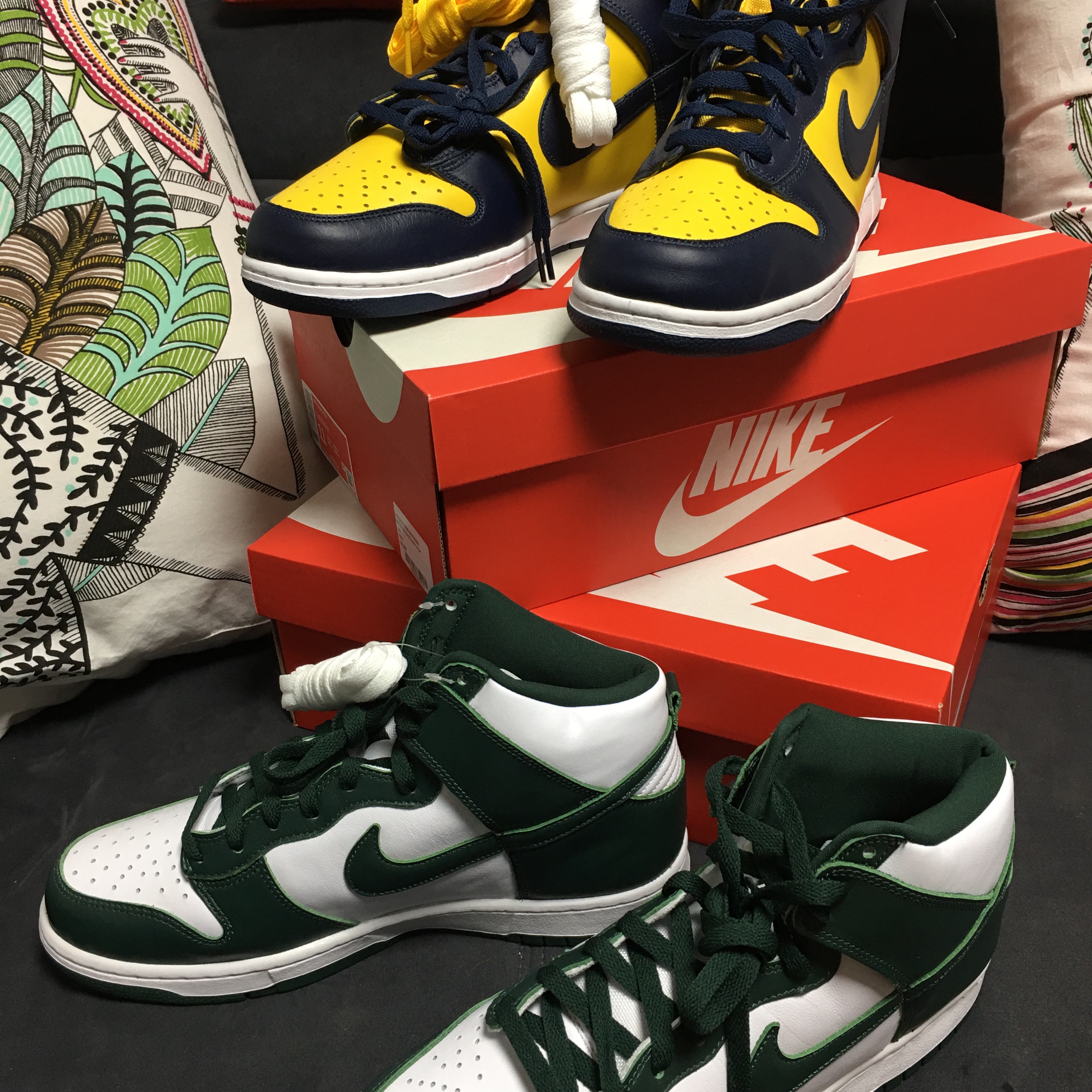 Nike Dunk High SP Maize & Blue, Nike Dunk High SP Spartan Green 착용 스타일