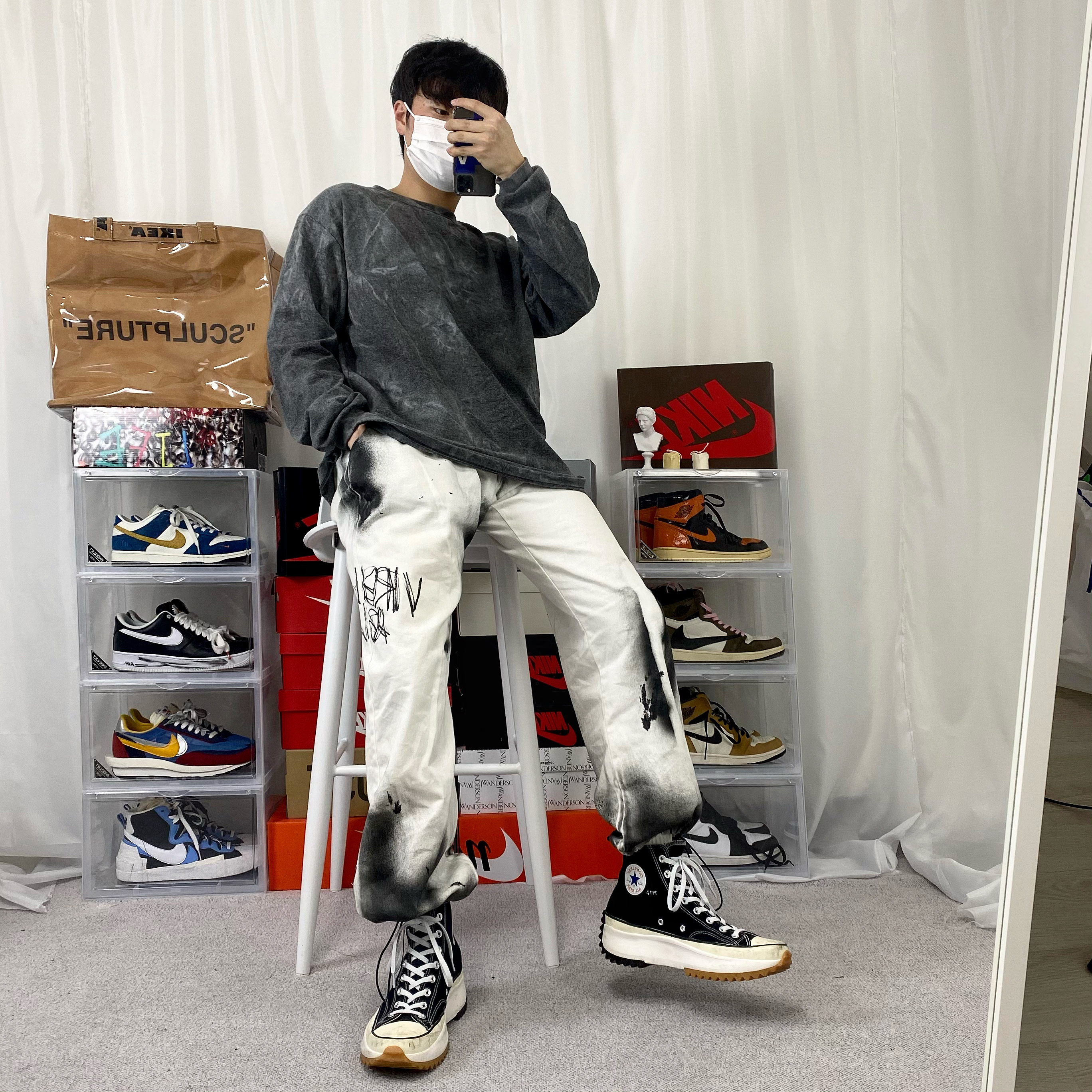 Converse x JW Anderson Run Star Hike Hi Black 착용 스타일