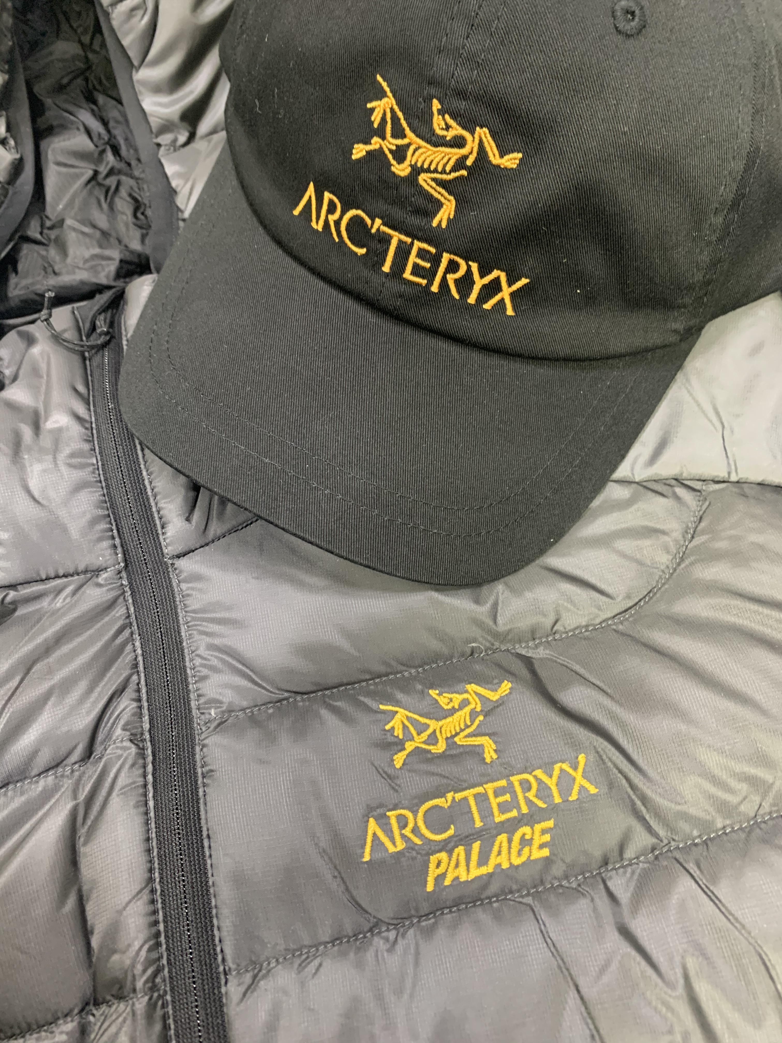 Palace x Arc'teryx Cerium LT Hoody - 20FW, Palace x Arc'teryx 6-Panel Black - 20FW 착용 스타일