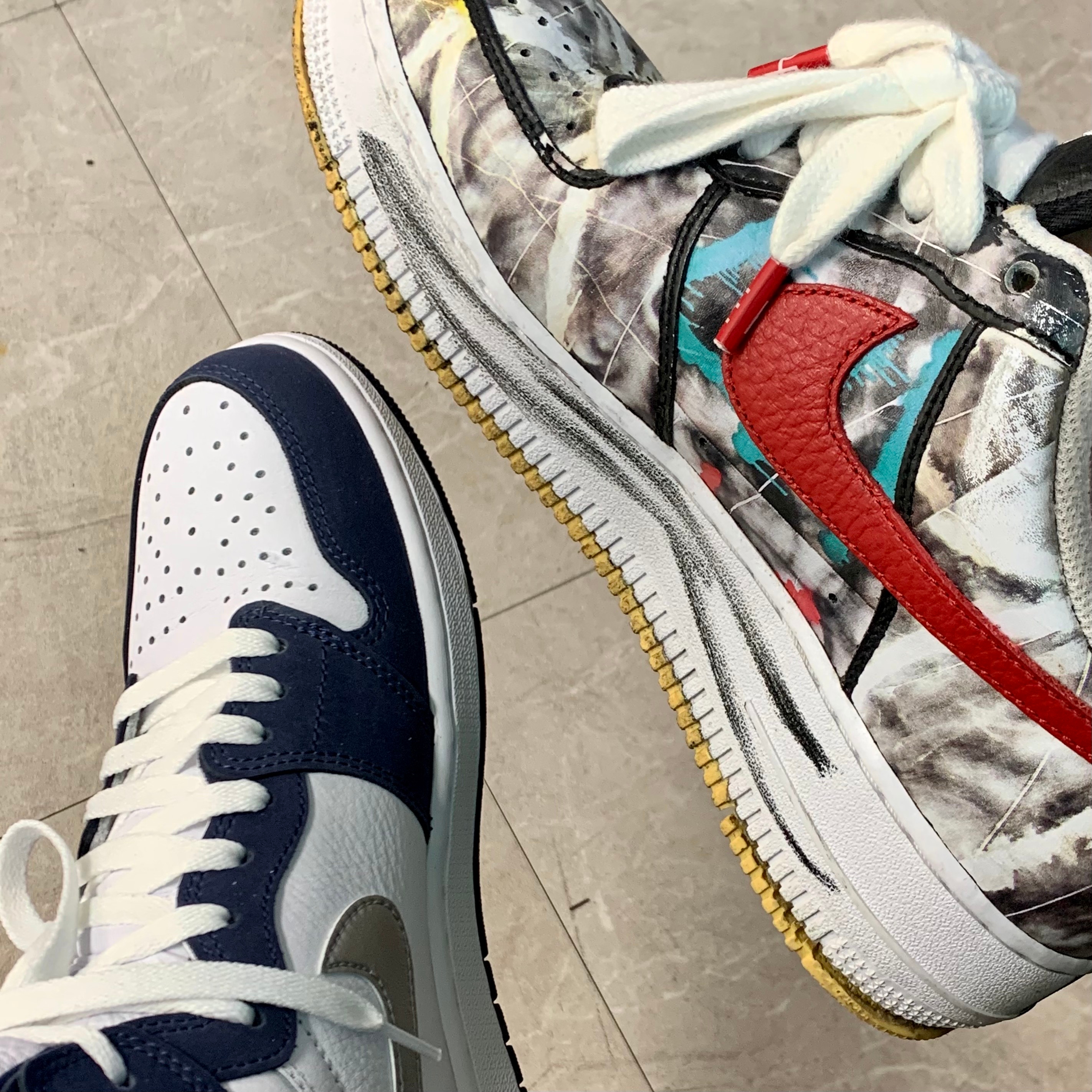 Nike x Peaceminusone Air Force 1 Low Para-Noise - Korea Exclusive, Jordan 1 Retro High OG CO.JP Midnight Navy 착용 스타일 - 1