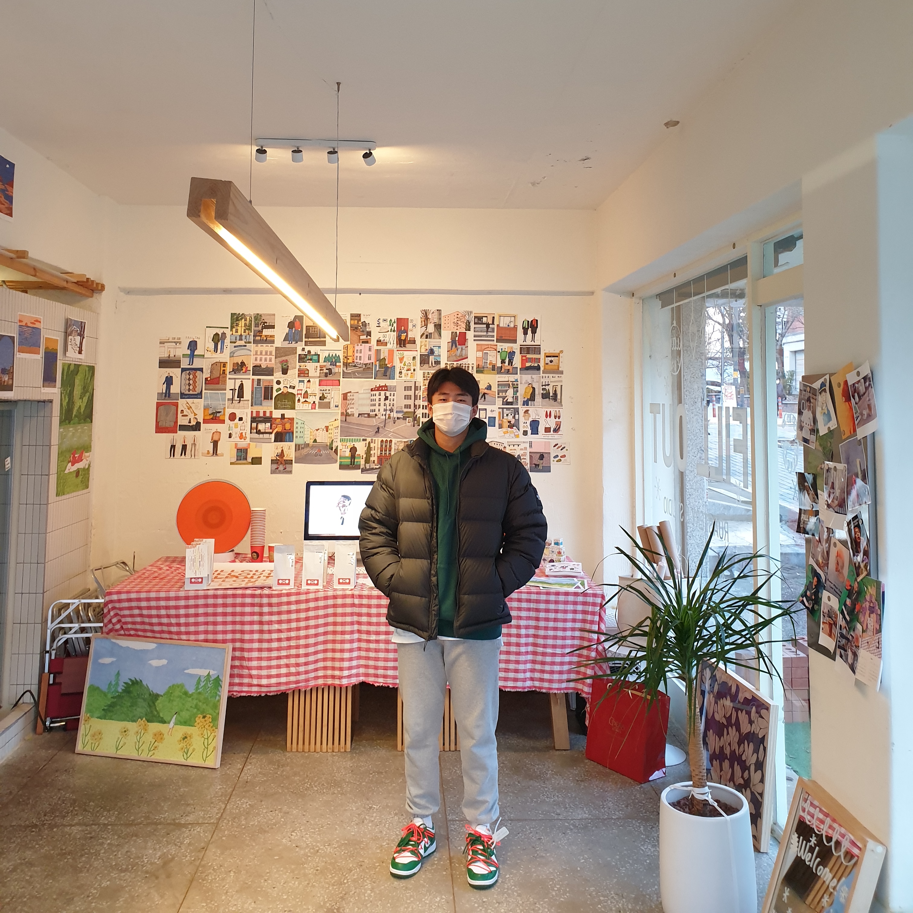 Nike x Off-White Dunk Low Pine Green 착용 스타일