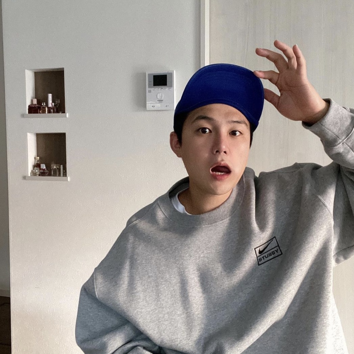 Nike x Stussy NRG BR Crew Fleece Grey 착용 스타일